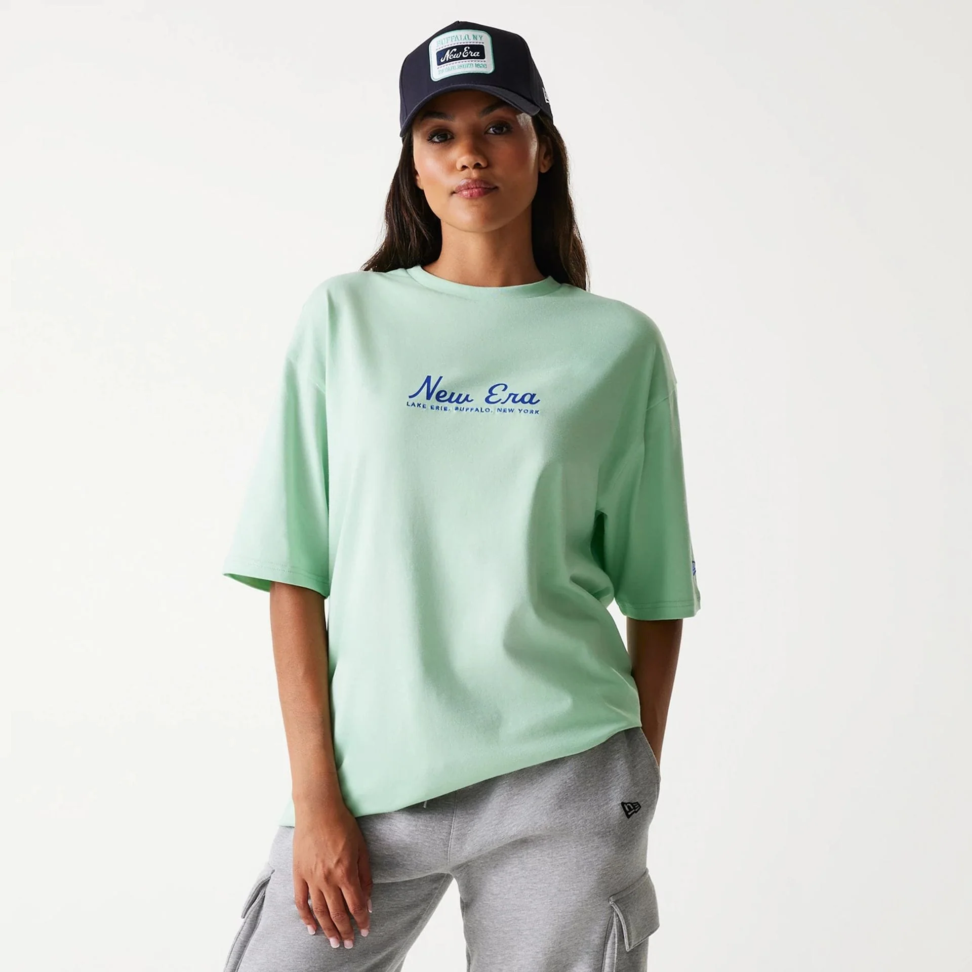New Era Vacation Graphic Pastel Green Oversized T-Shirt - Image 4