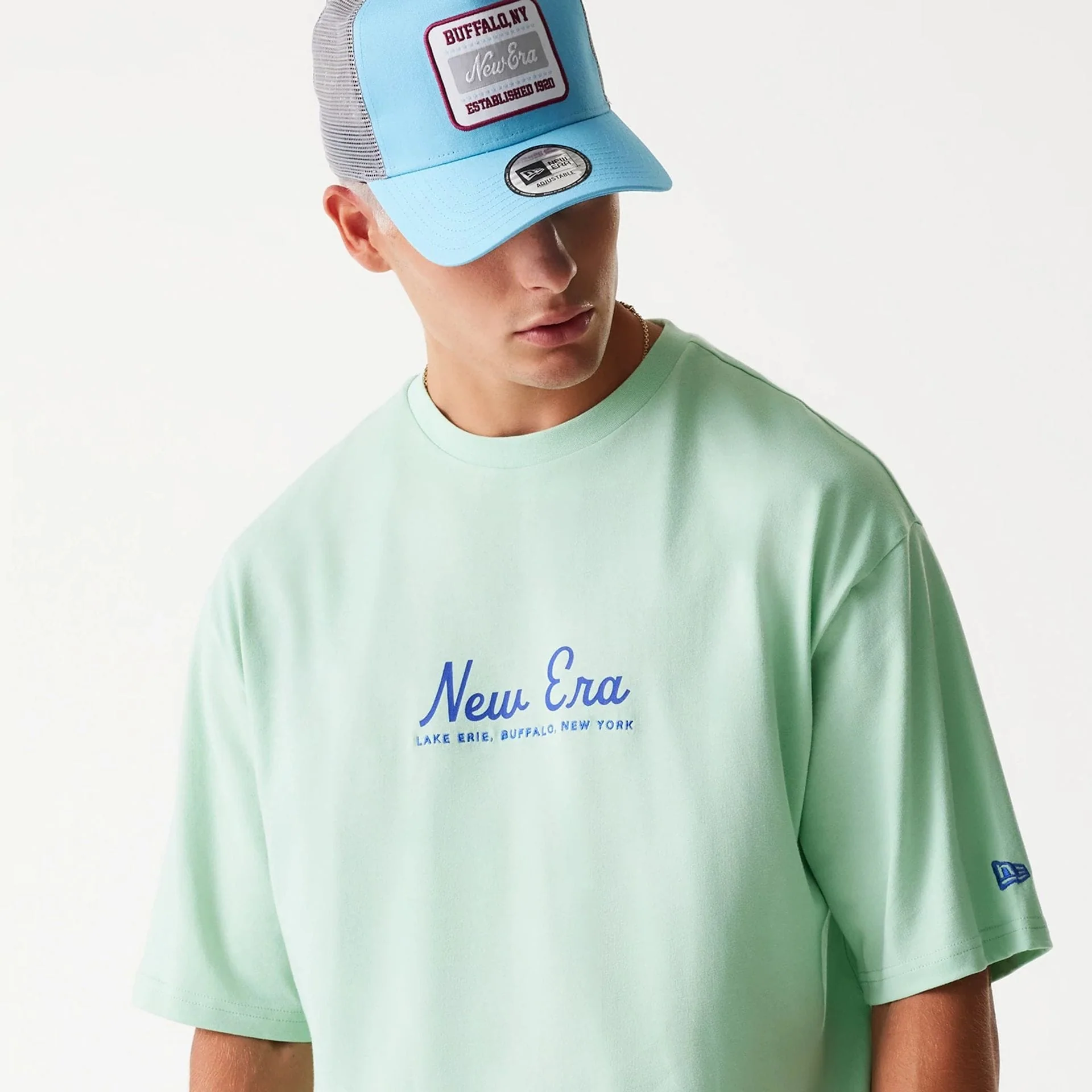 New Era Vacation Graphic Pastel Green Oversized T-Shirt - Image 6