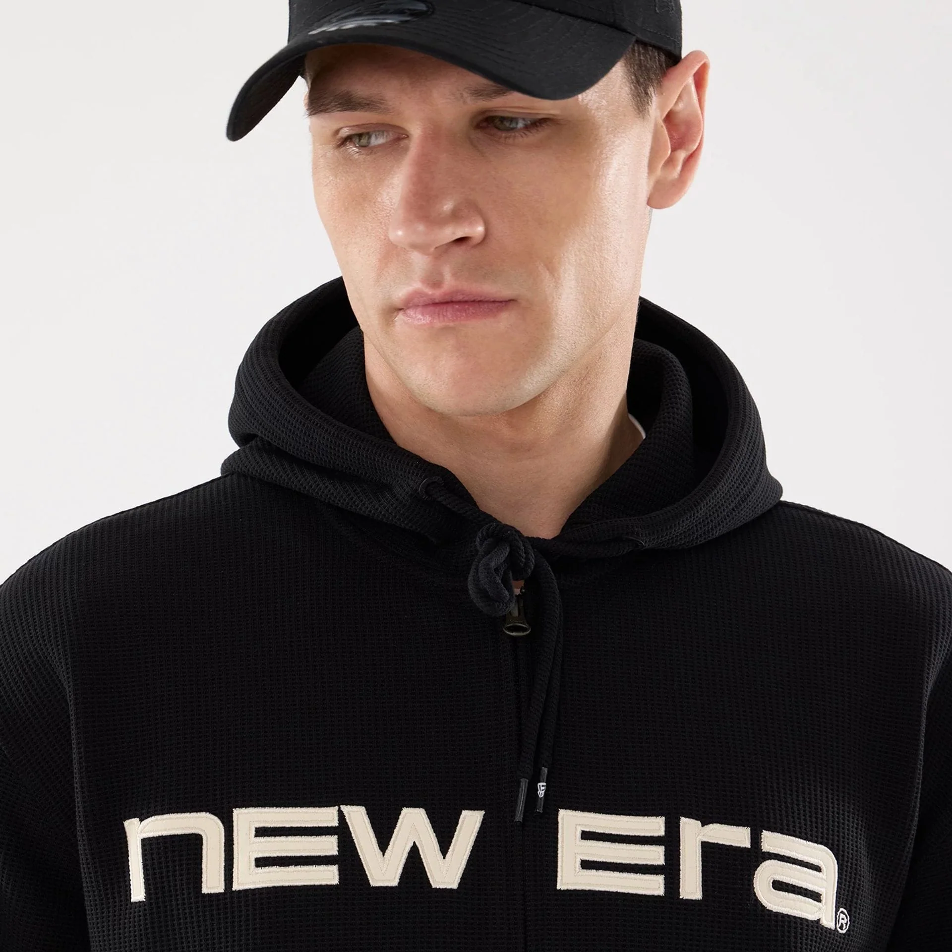 New Era Waffle Black Full Zip Hoodie - Image 3