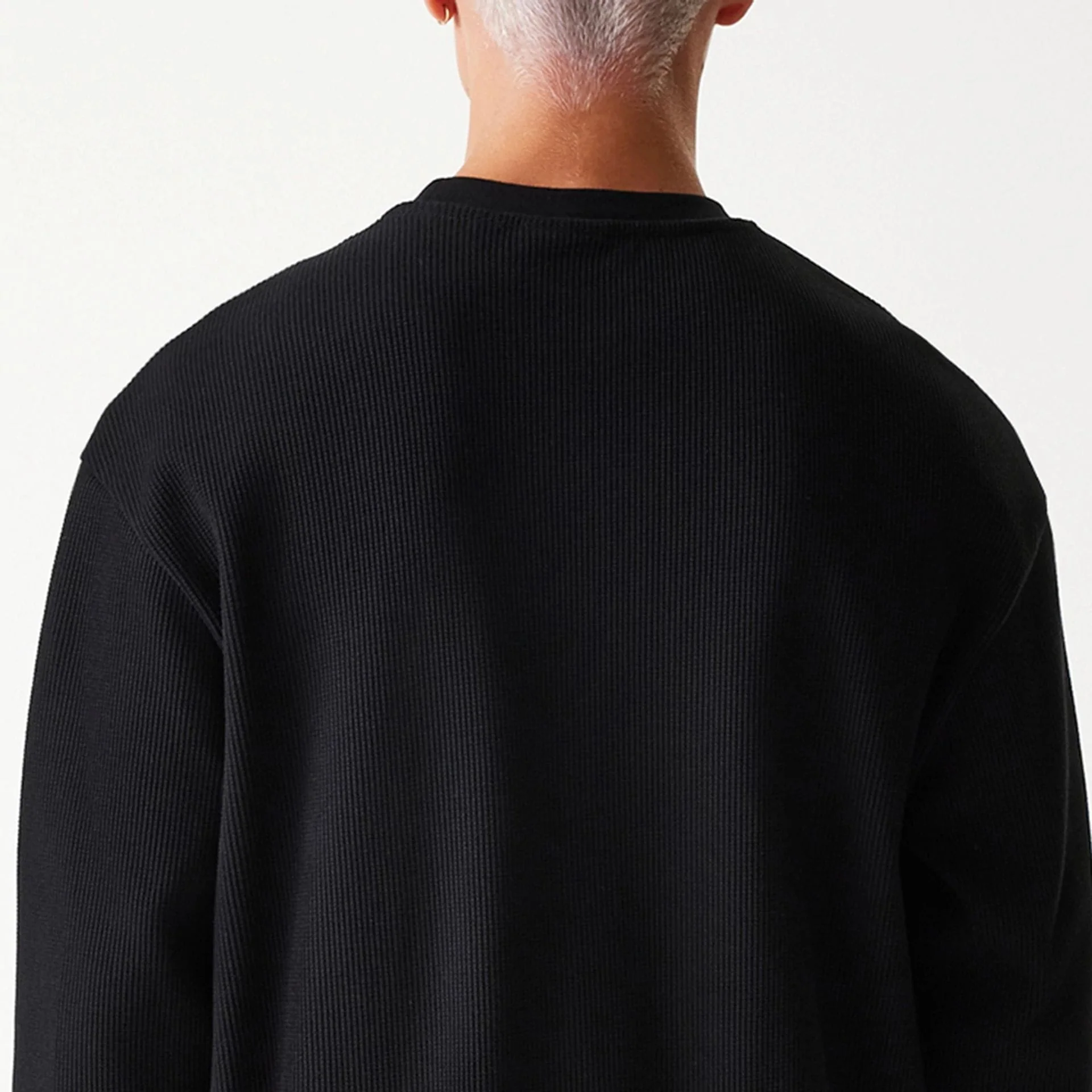 New Era Waffle Black Oversized Crew Neck Sweater - Image 6