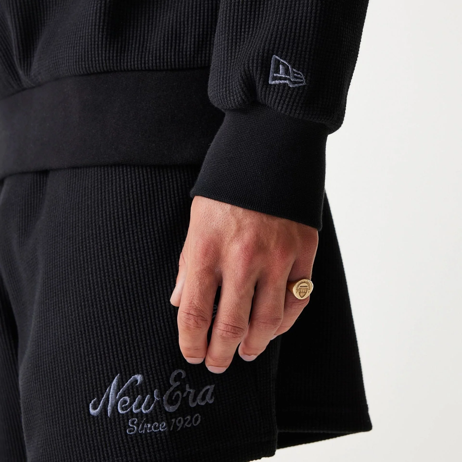 New Era Waffle Black Oversized Crew Neck Sweater - Image 8