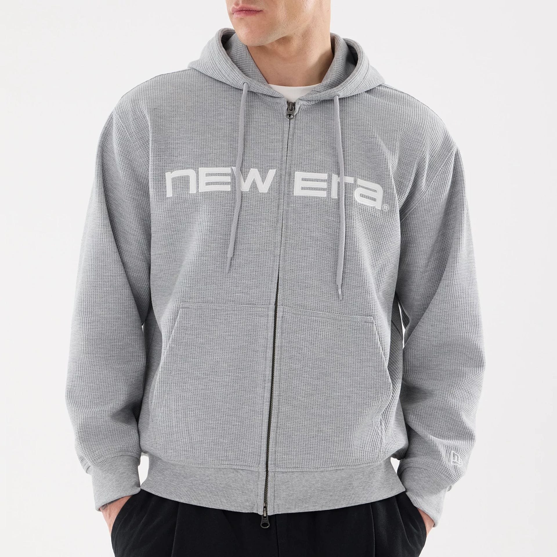 New Era Waffle Grey Full Zip Hoodie - Image 3