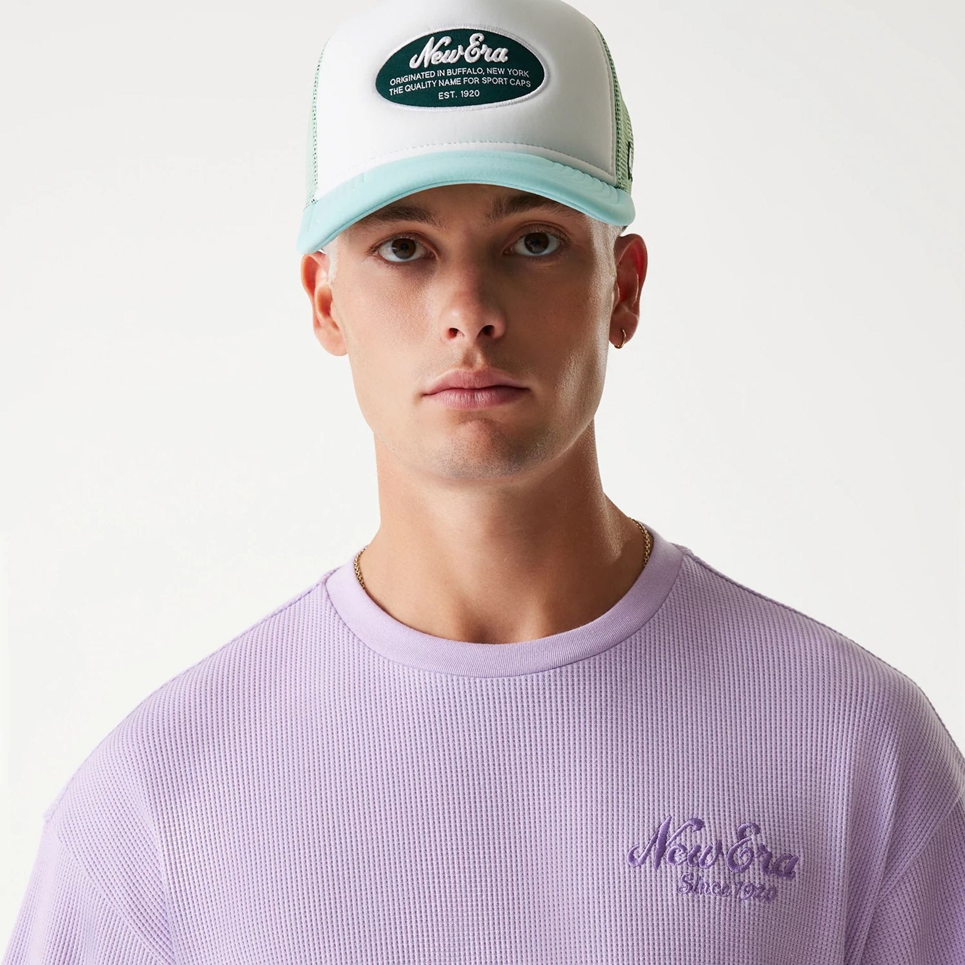 New Era Waffle Pastel Purple Oversized T-Shirt - Image 5