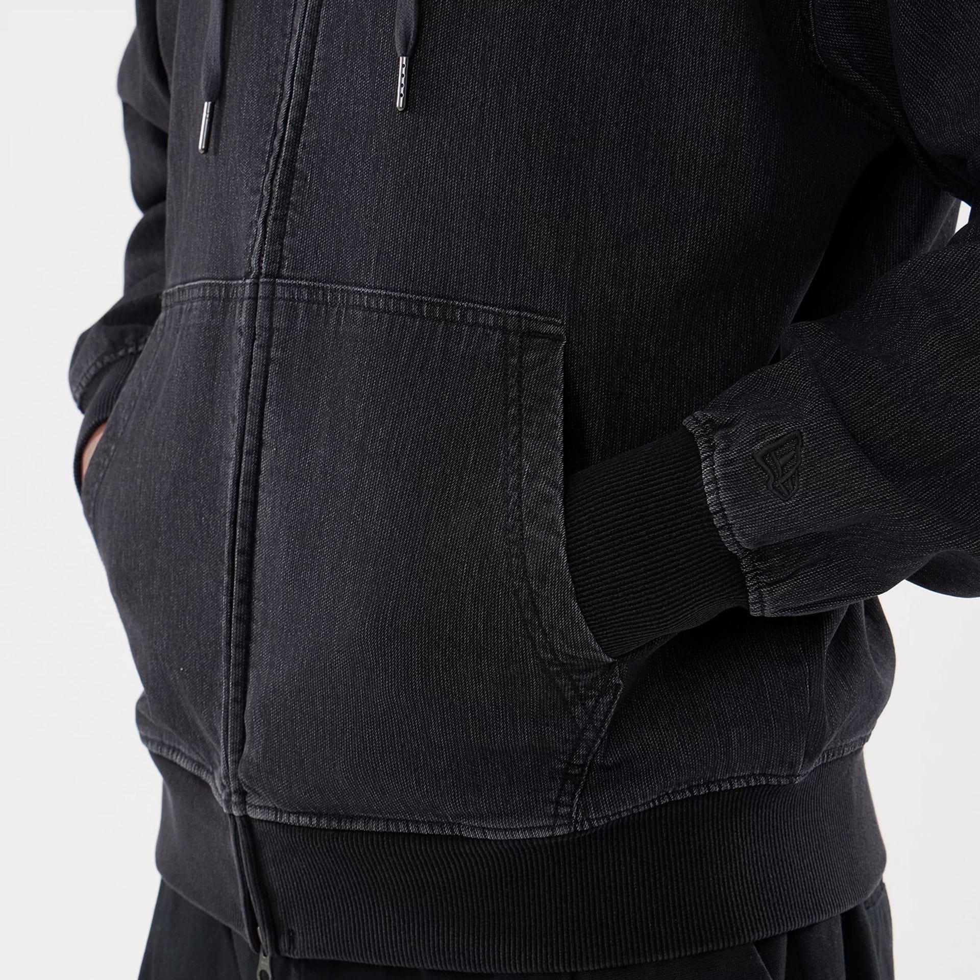 New Era Washed Black Full Zip Hoodie - Image 5