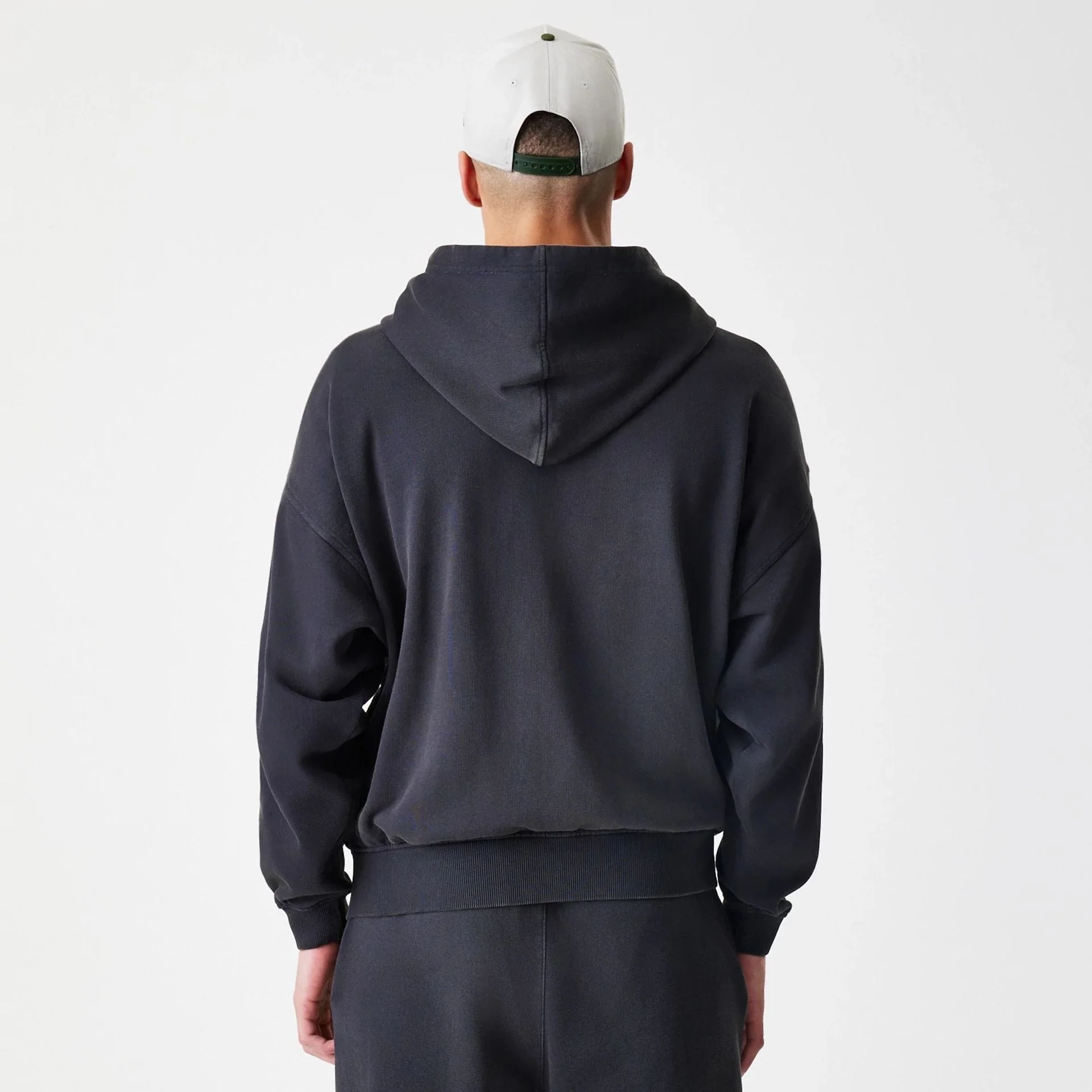 New Era Washed Black Oversized Full Zip Hoodie - Image 2