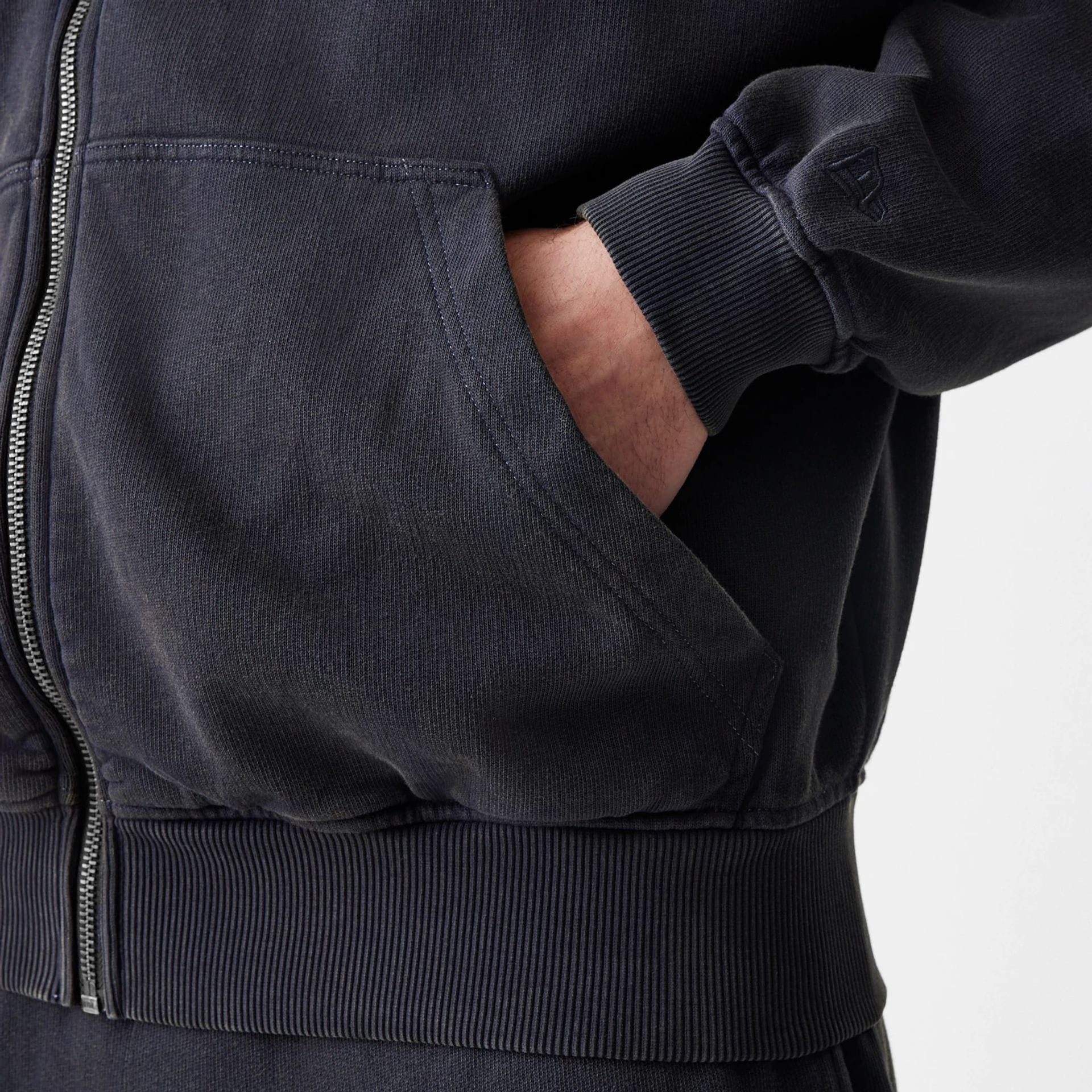 New Era Washed Black Oversized Full Zip Hoodie - Image 7