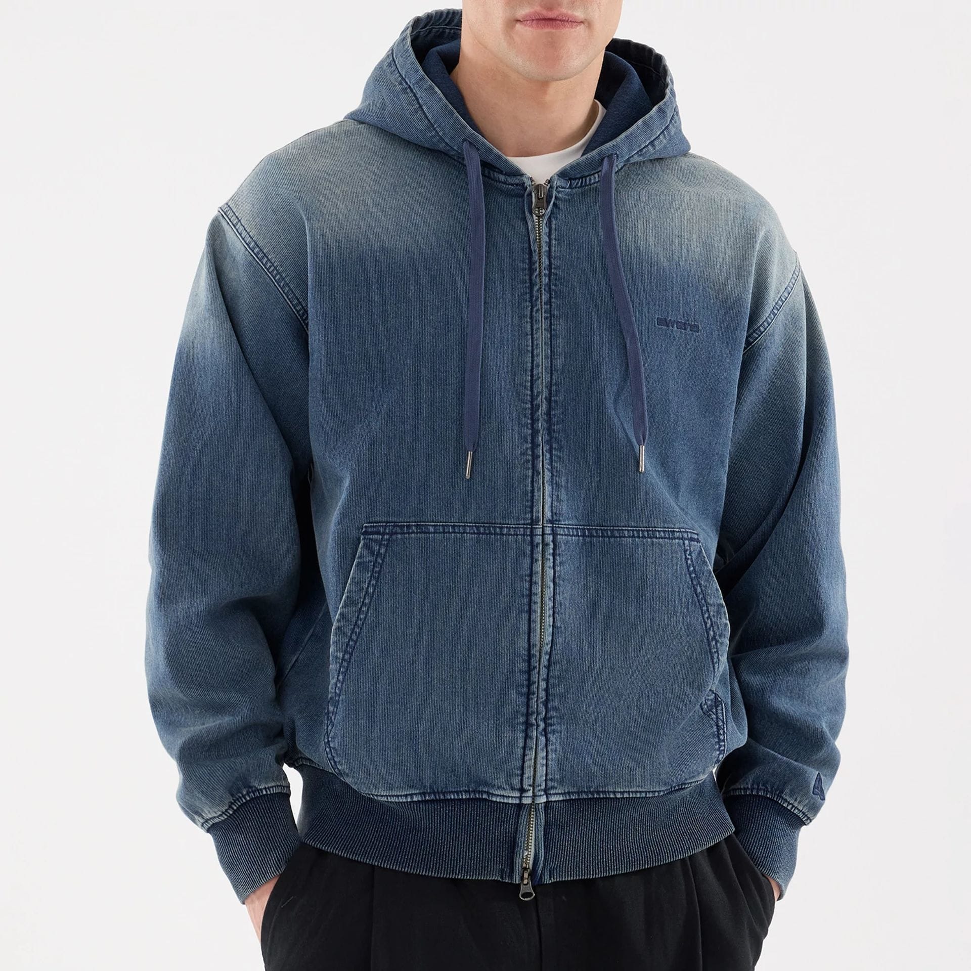New Era Washed Blue Full Zip Hoodie - Image 3