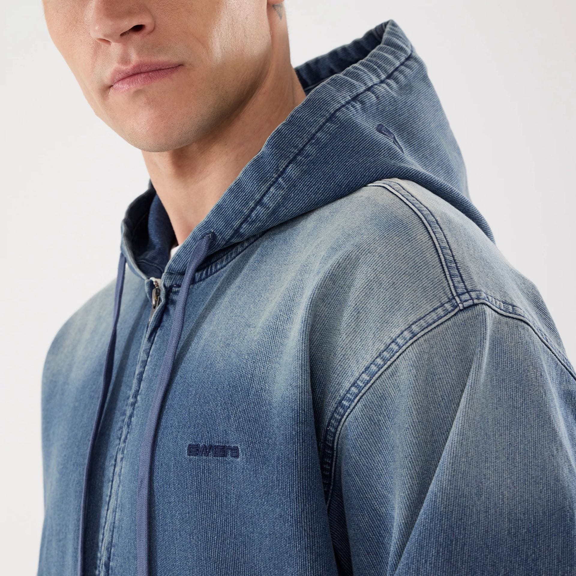New Era Washed Blue Full Zip Hoodie - Image 4