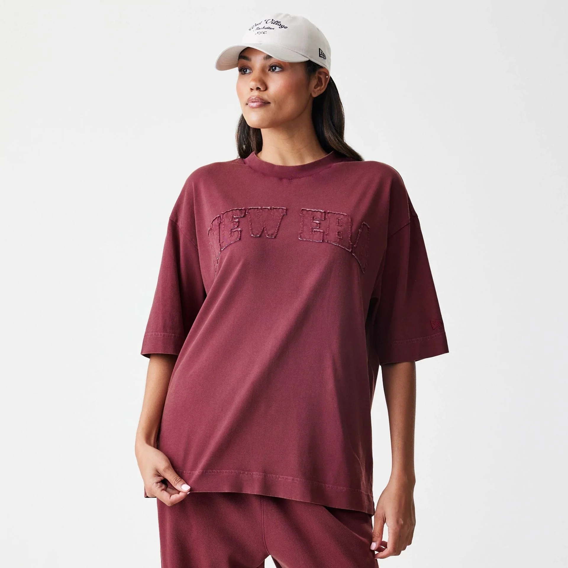 New Era Washed Dark Red Oversized T-Shirt - Image 4