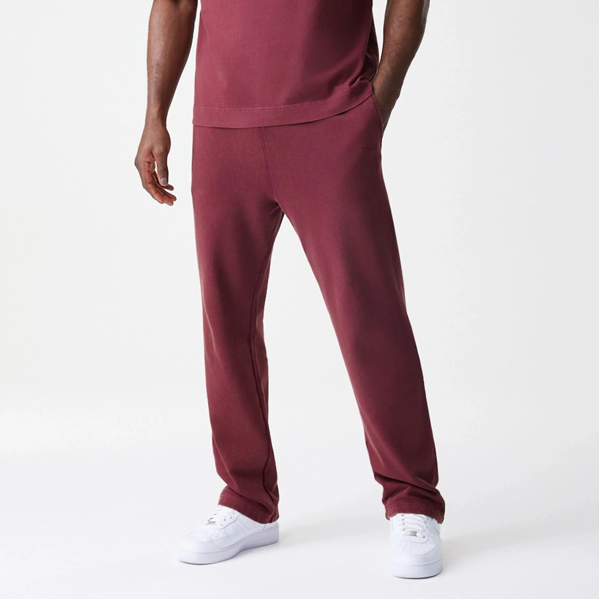 New Era Washed Dark Red Straight Leg Joggers - Image 3