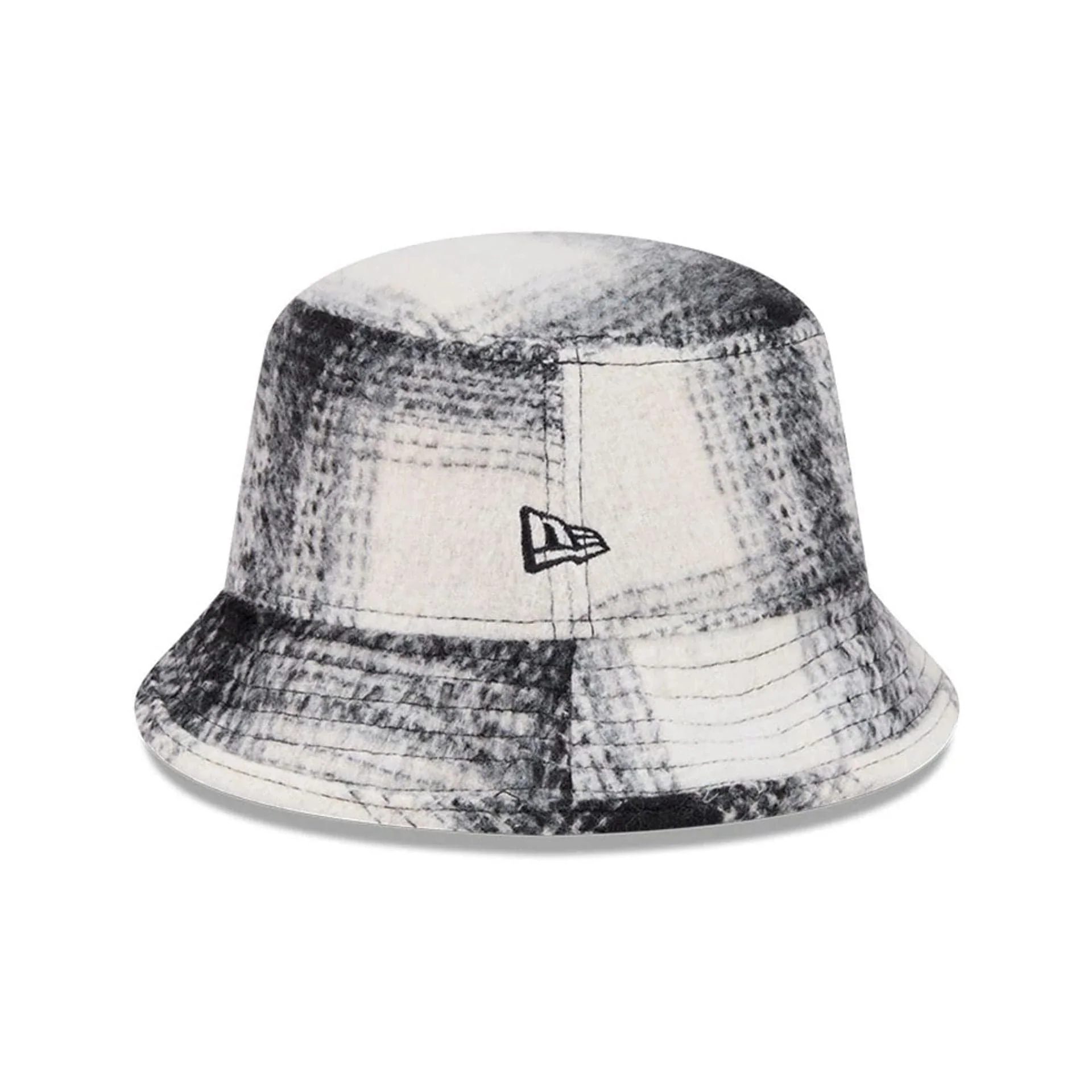New Era White & Black Plaid Bucket Hat - Image 2