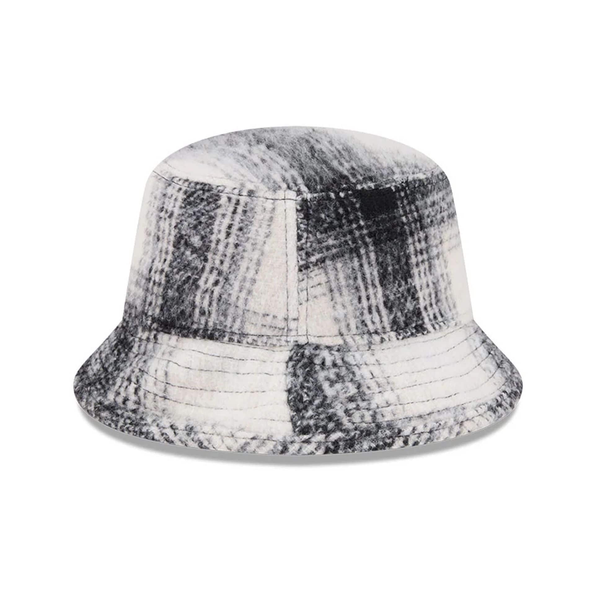 New Era White & Black Plaid Bucket Hat - Image 4