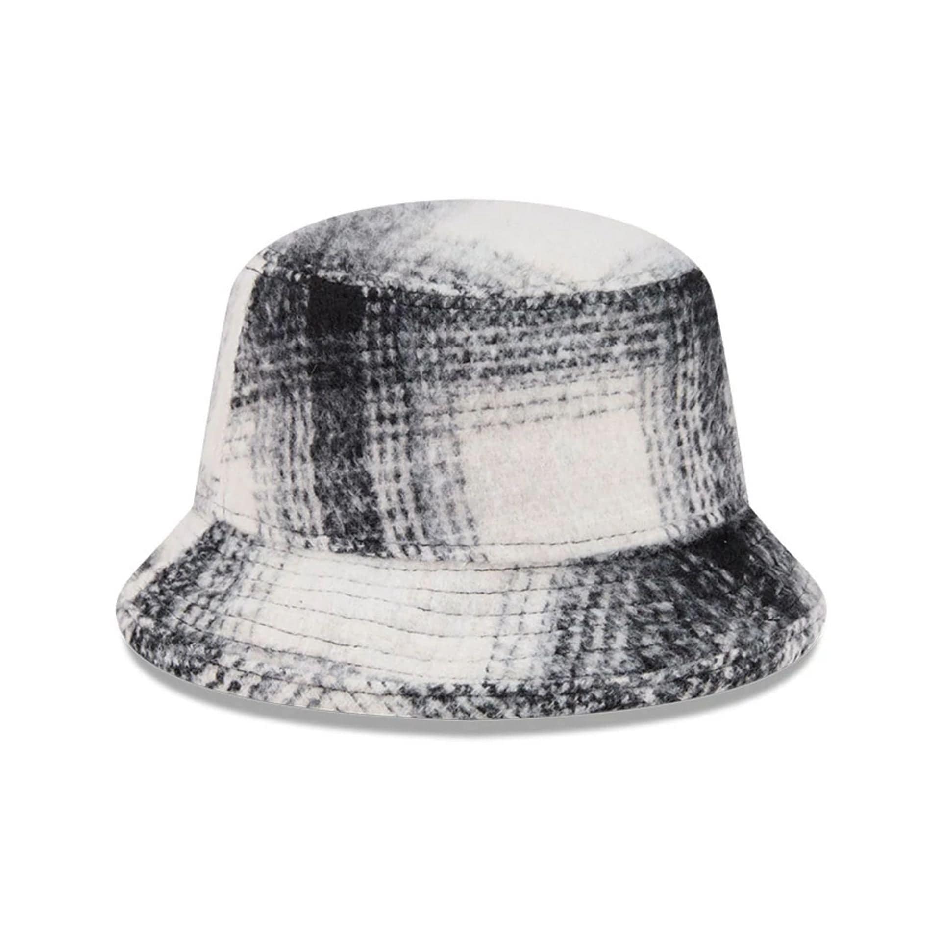 New Era White & Black Plaid Bucket Hat - Image 5
