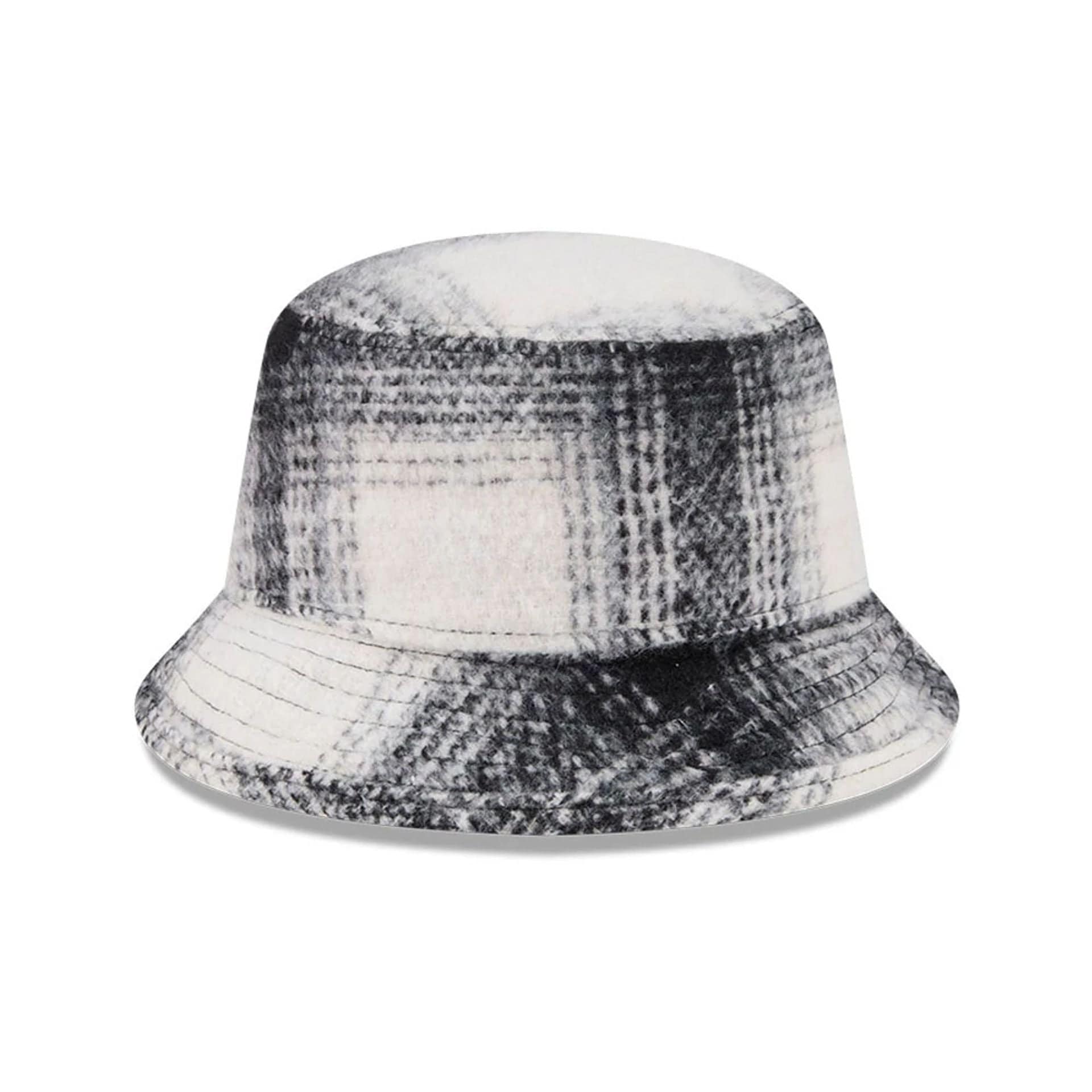 New Era White & Black Plaid Bucket Hat - Image 6