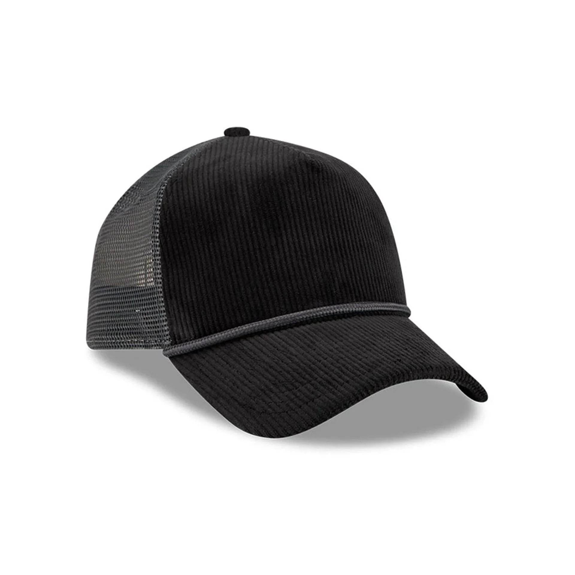 New Era Wide Cord Black 9FORTY A-Frame Trucker Adjustable Cap - Image 3