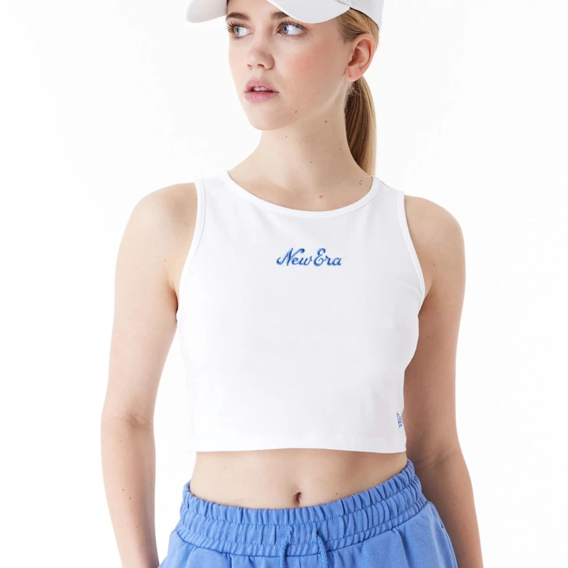 New Era Womens White Crop Tank Top - Image 8