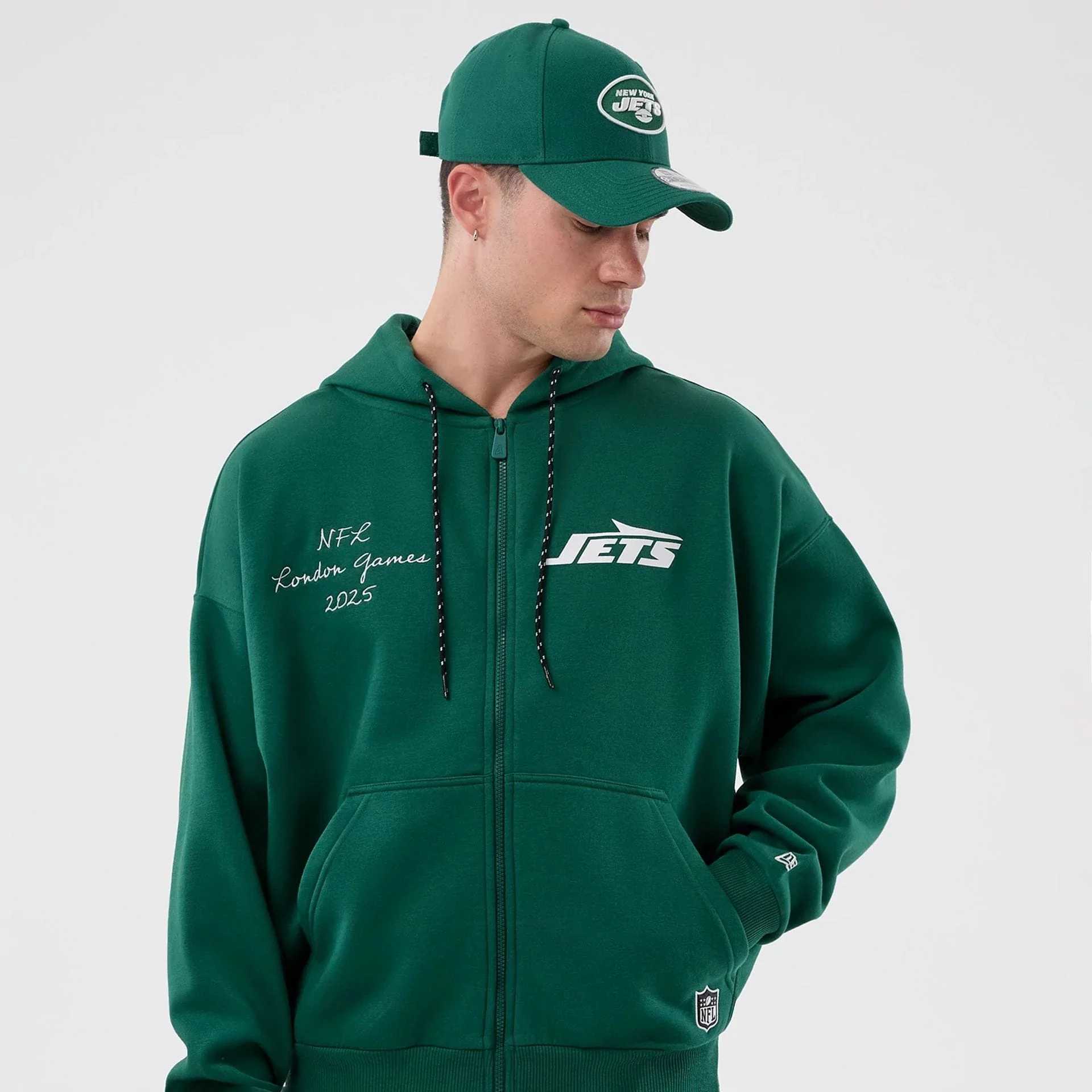 New York Jets NFL International Series Games Green Full Zip Hoodie - Image 5