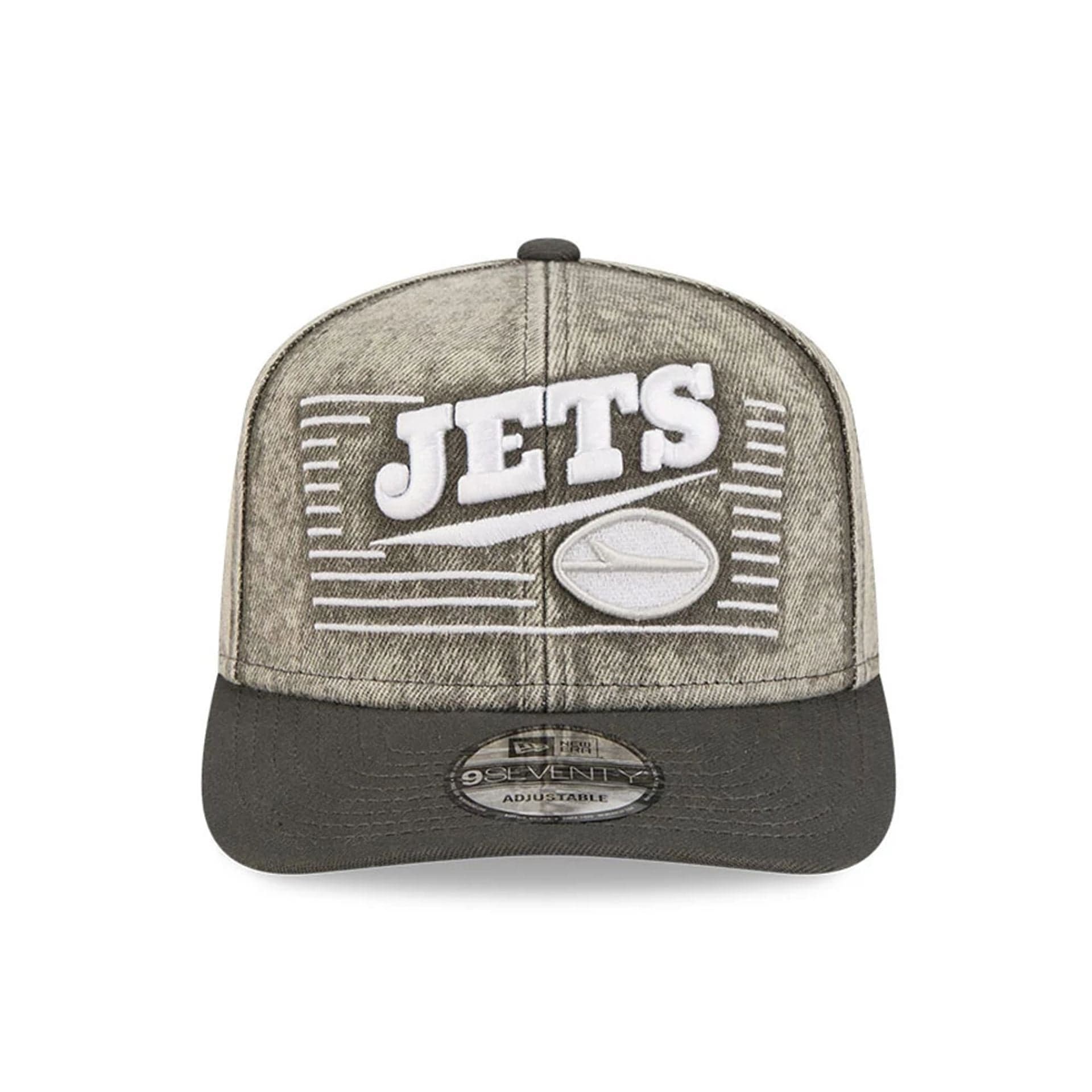New York Jets NFL Washed Denim Dark Grey 9SEVENTY Stretch Snap Cap - Image 2