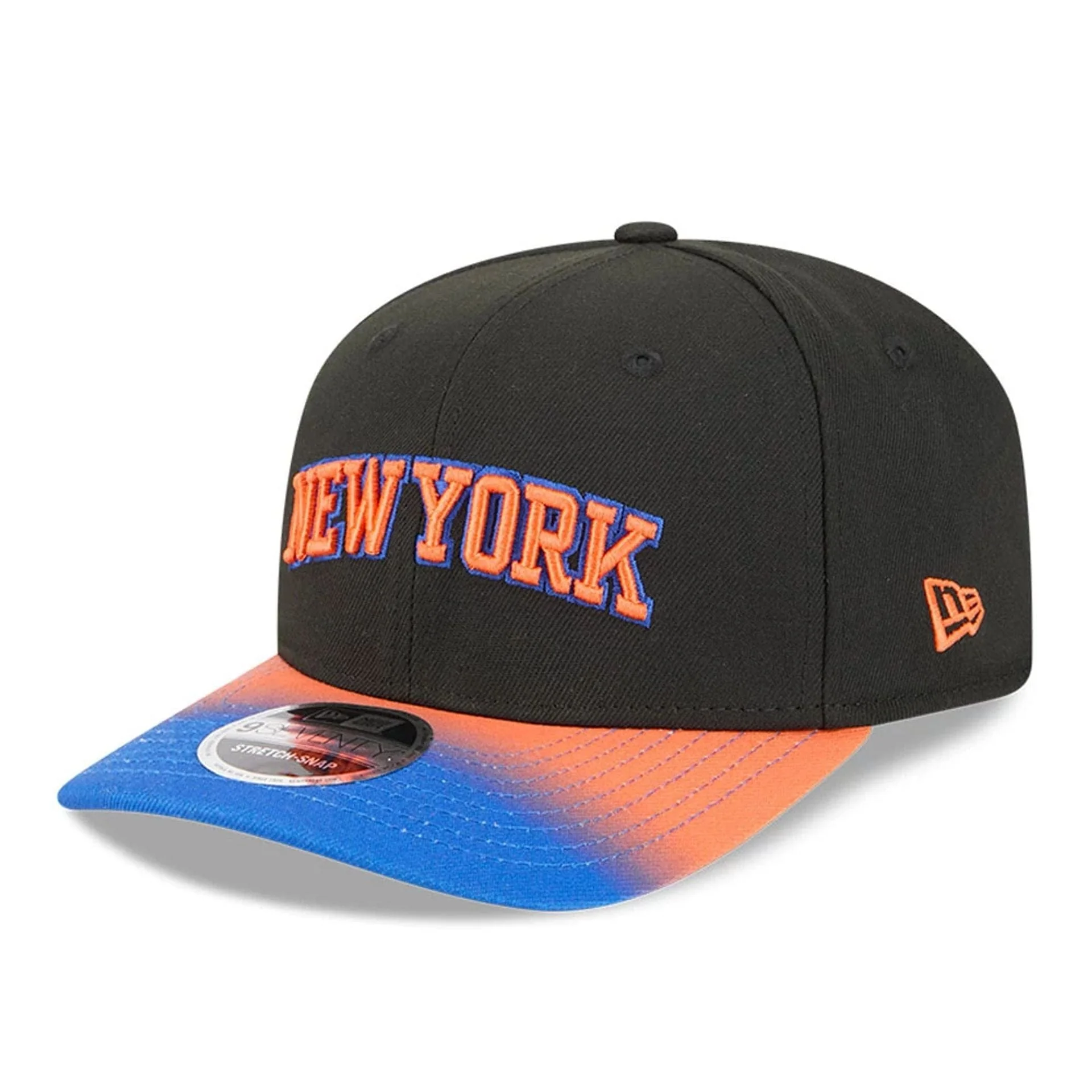 New York Knicks NBA Statement Black 9SEVENTY Stretch Snap Adjustable Cap - Image 4
