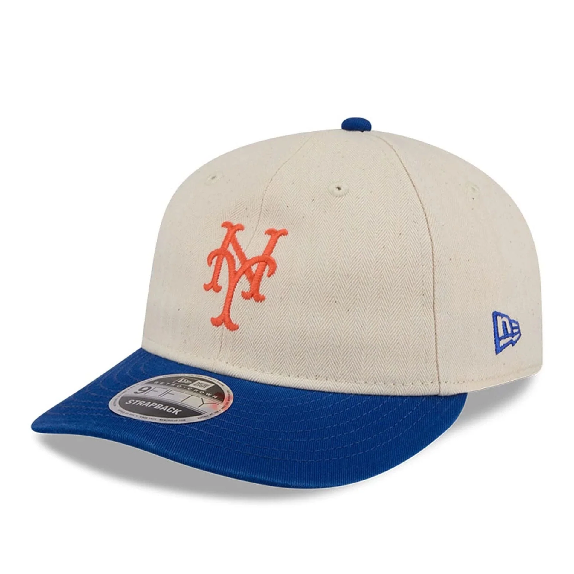 New York Mets MLB Americana Herringbone White Retro Crown 9FIFTY Adjustable Cap - Image 4