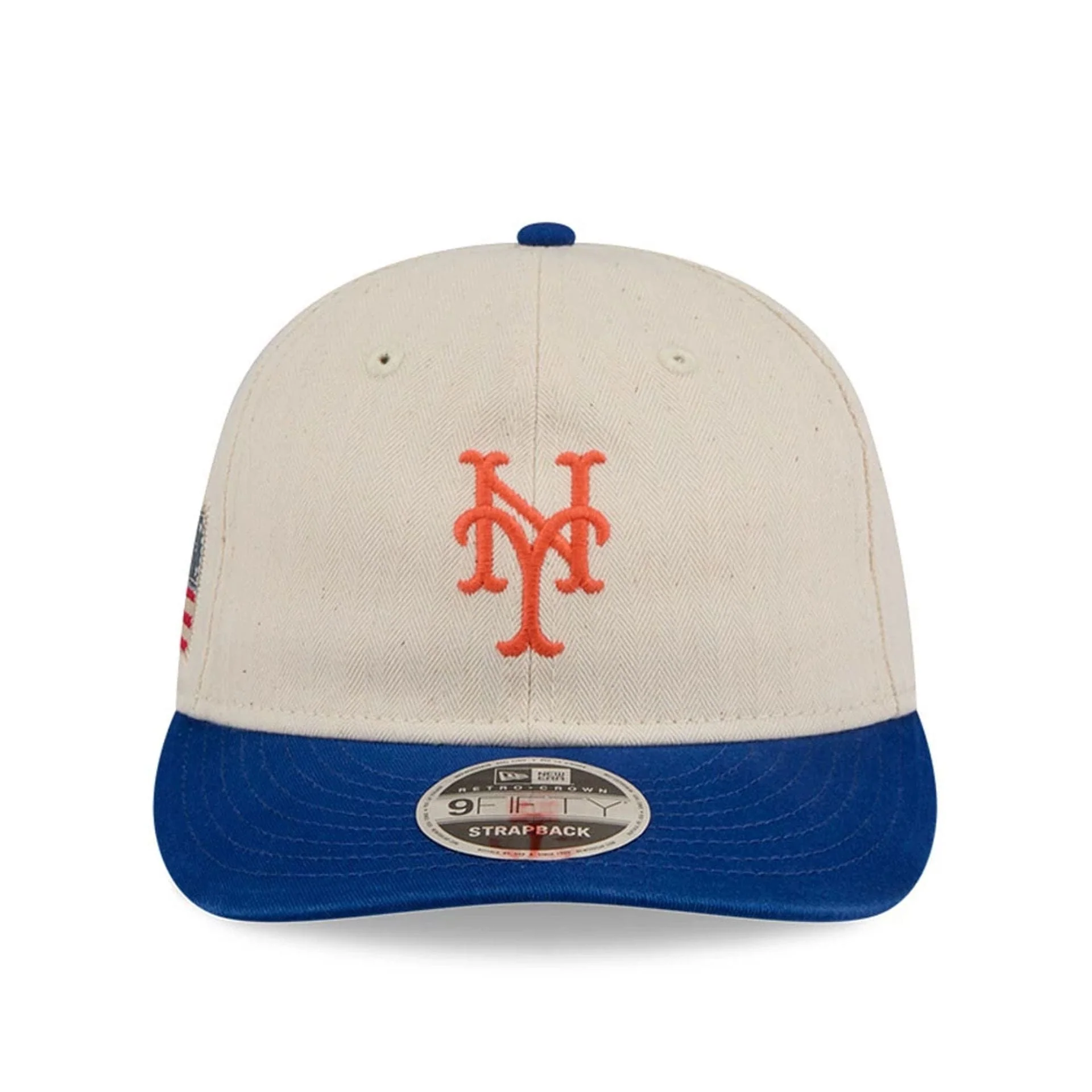 New York Mets MLB Americana Herringbone White Retro Crown 9FIFTY Adjustable Cap - Image 5
