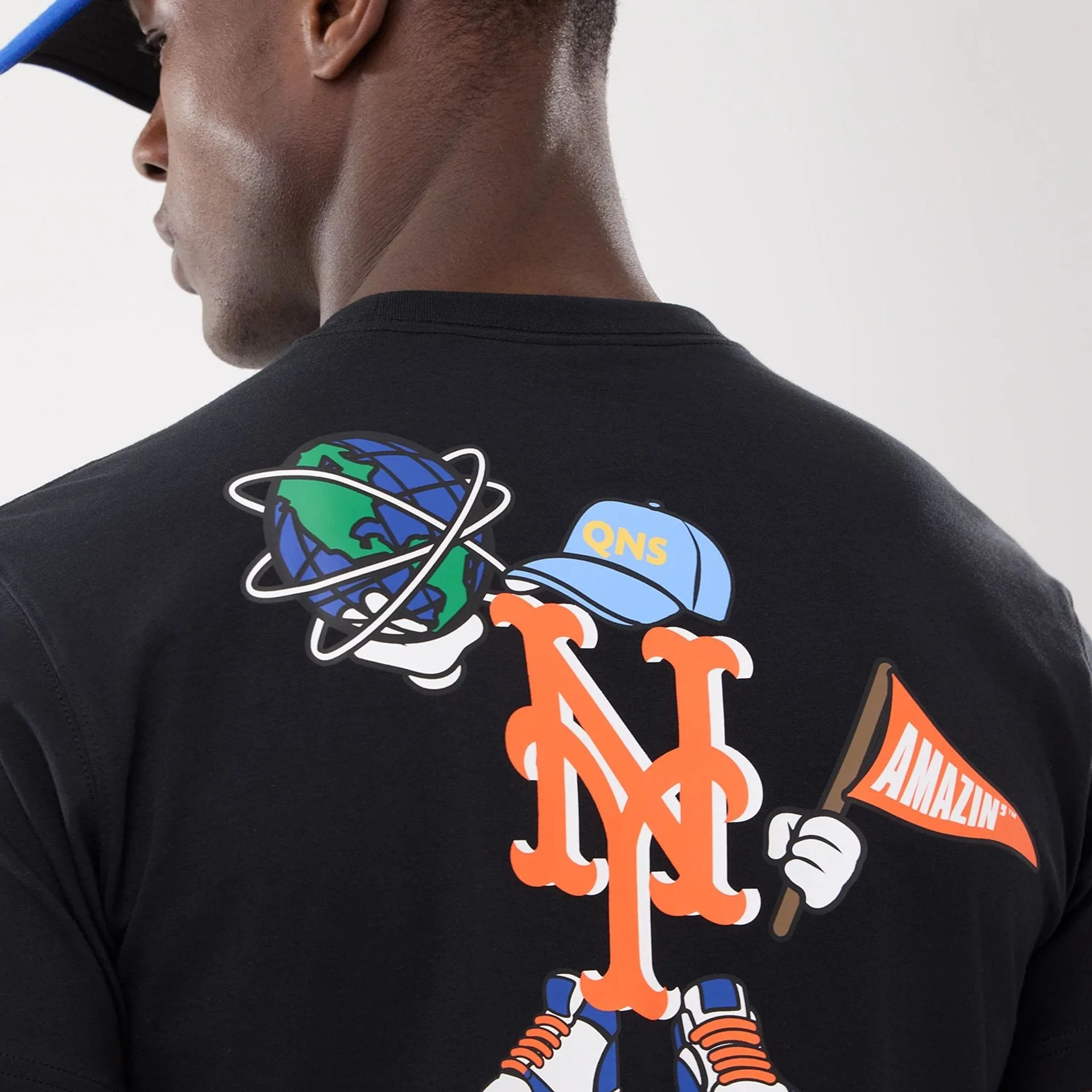 New York Mets MLB Cartoon Black T-Shirt - Image 4