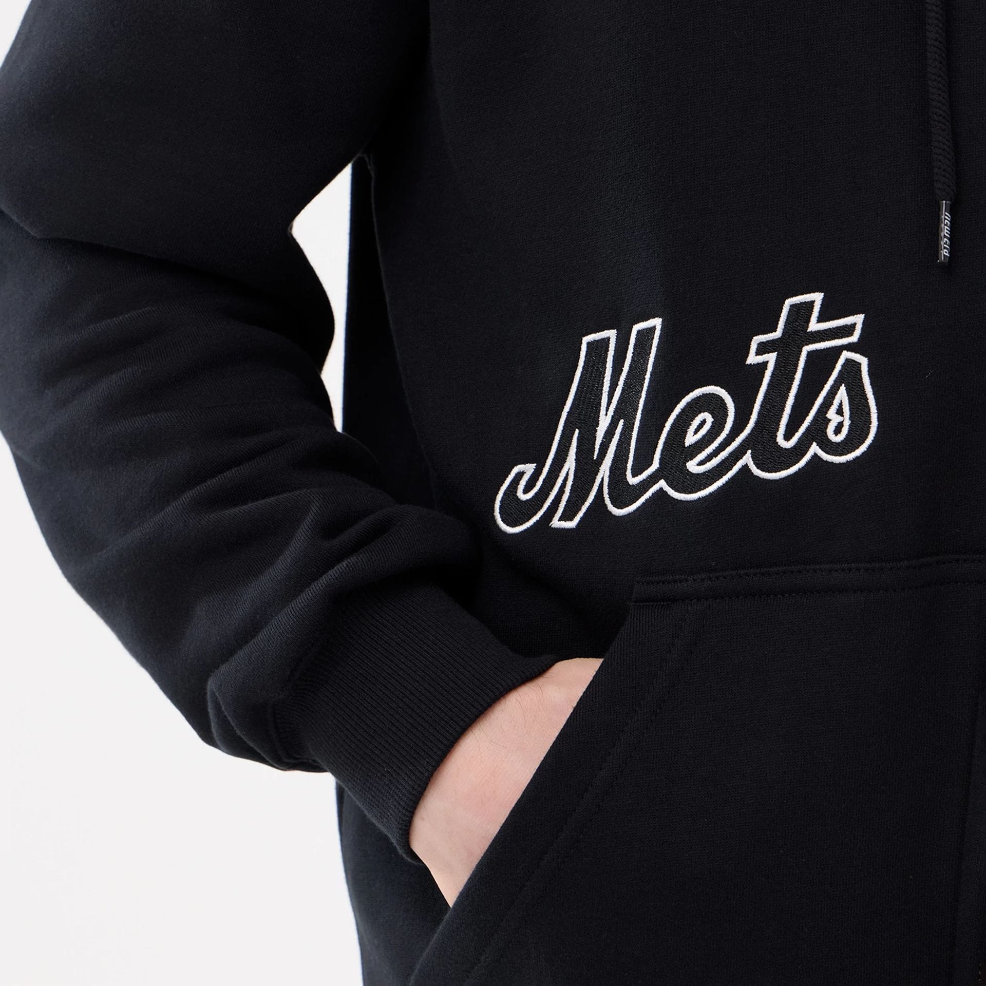 New York Mets MLB Comfort Black 2 Way Full Zip Hoodie - Image 4