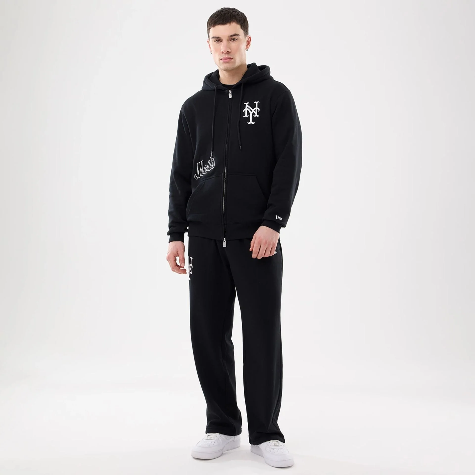 New York Mets MLB Comfort Black 2 Way Full Zip Hoodie - Image 8