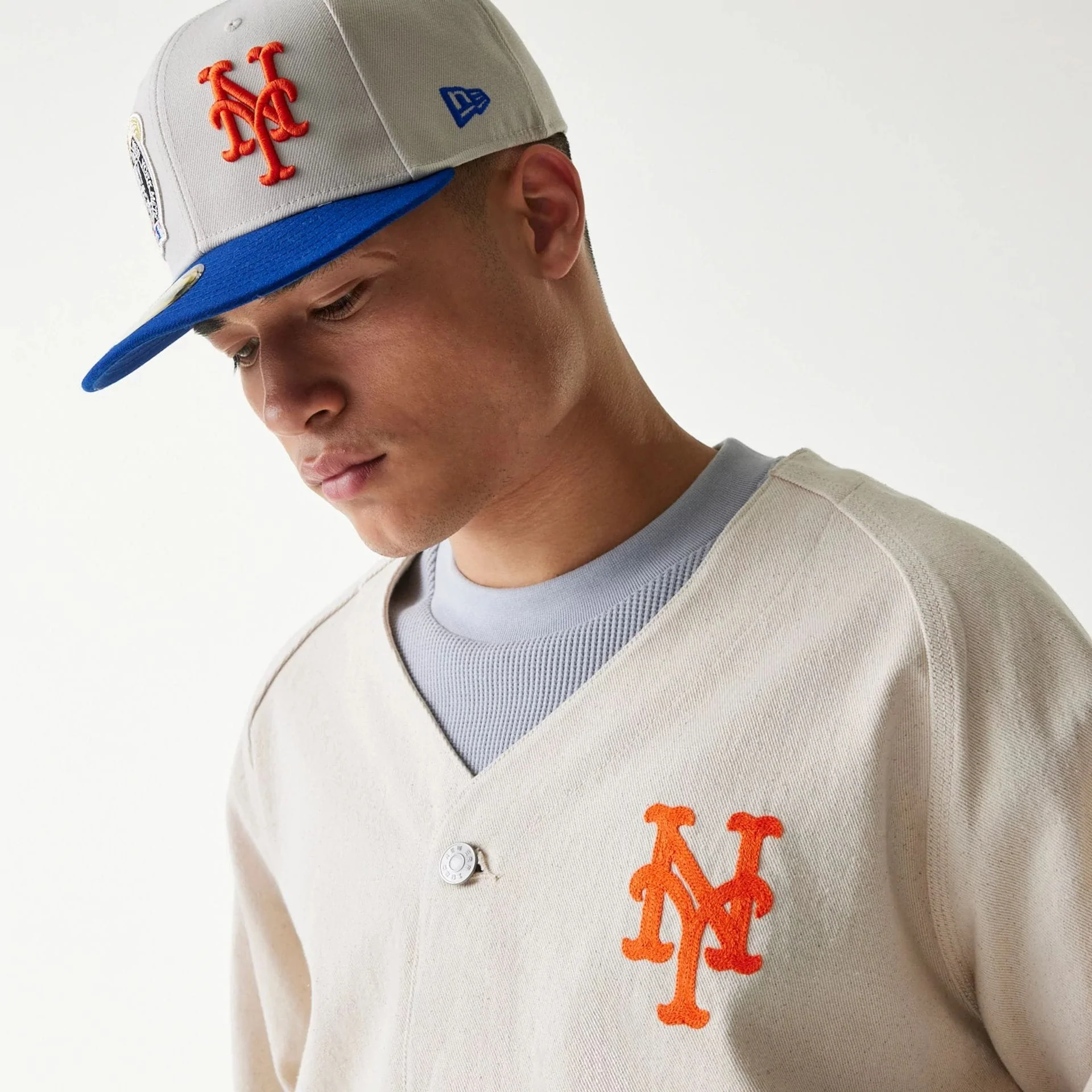New York Mets MLB Cotton Open Cream Jacket - Image 3