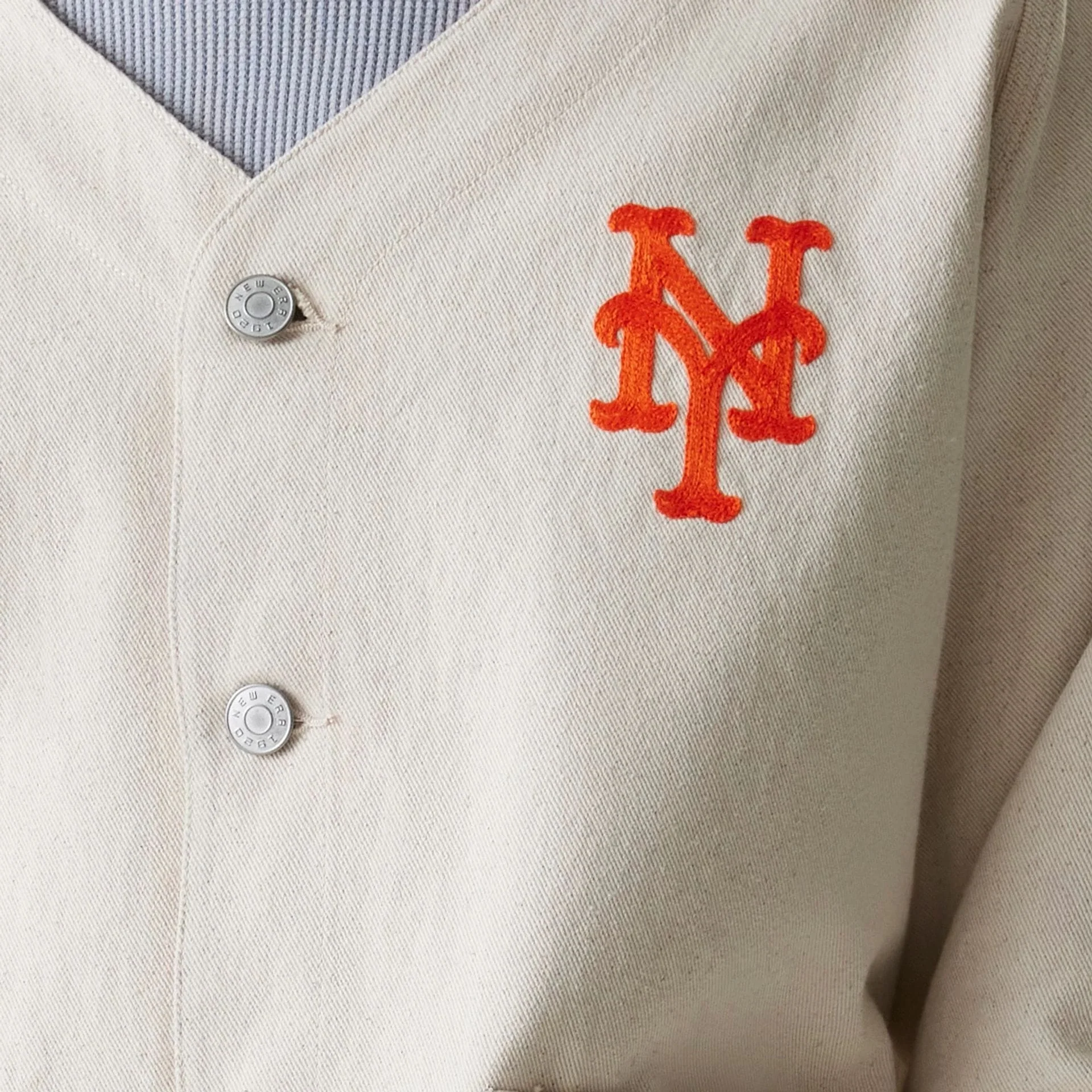 New York Mets MLB Cotton Open Cream Jacket - Image 4