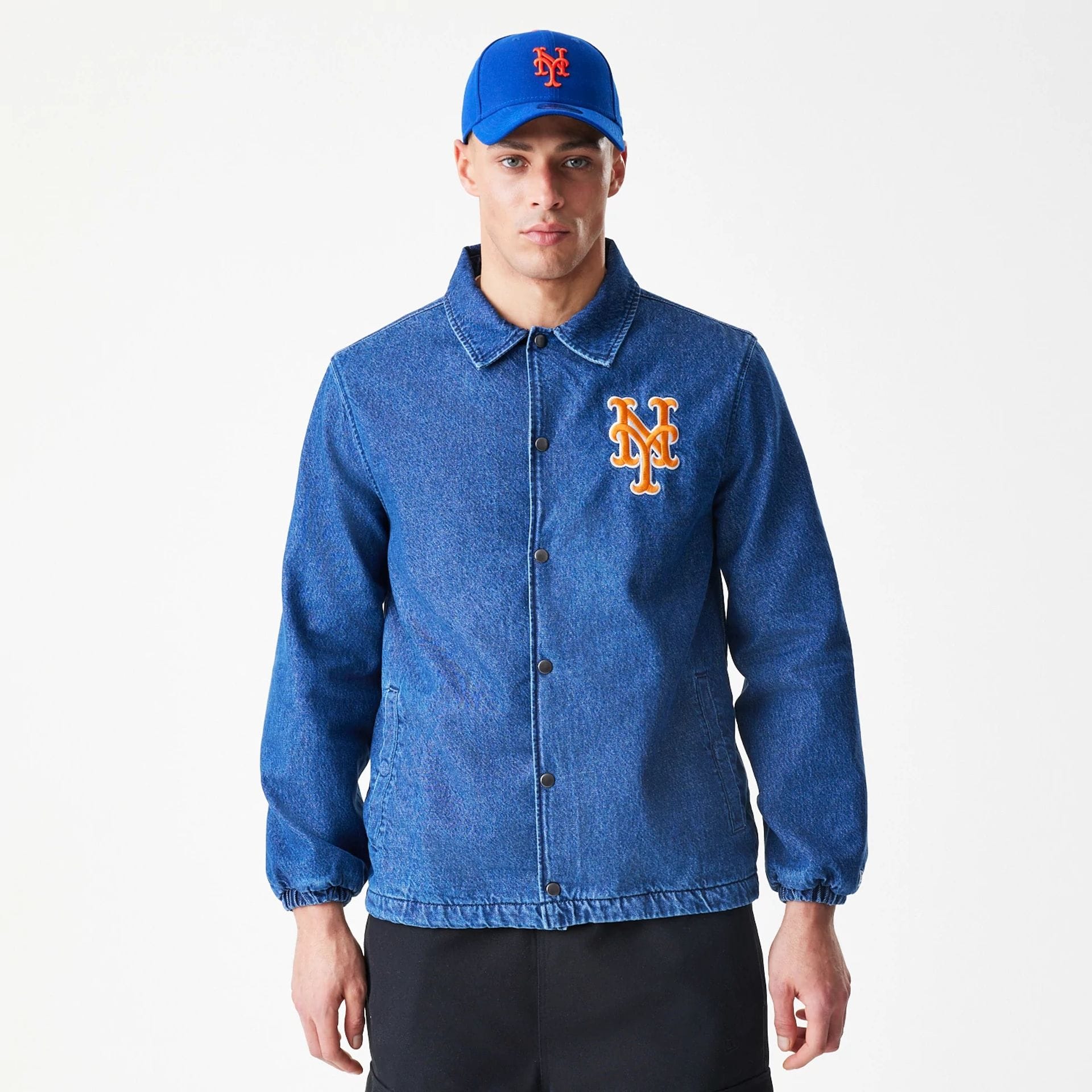New York Mets MLB Denim Dark Blue Coaches Jacket - Image 3