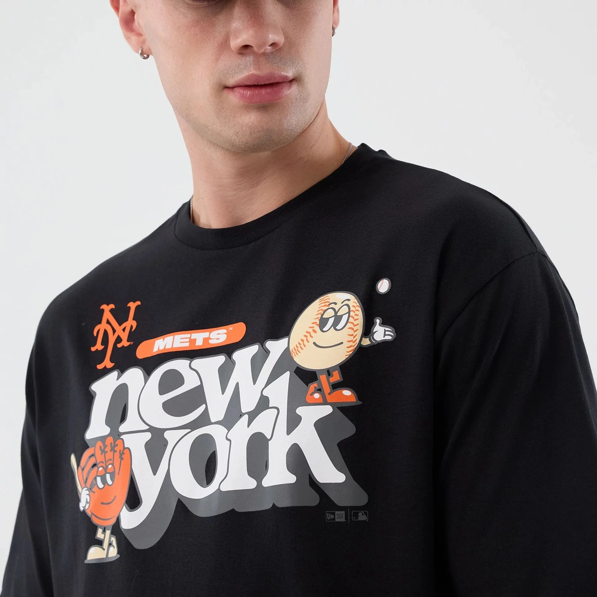 New York Mets MLB Icon Graphic Black T-Shirt - Image 6