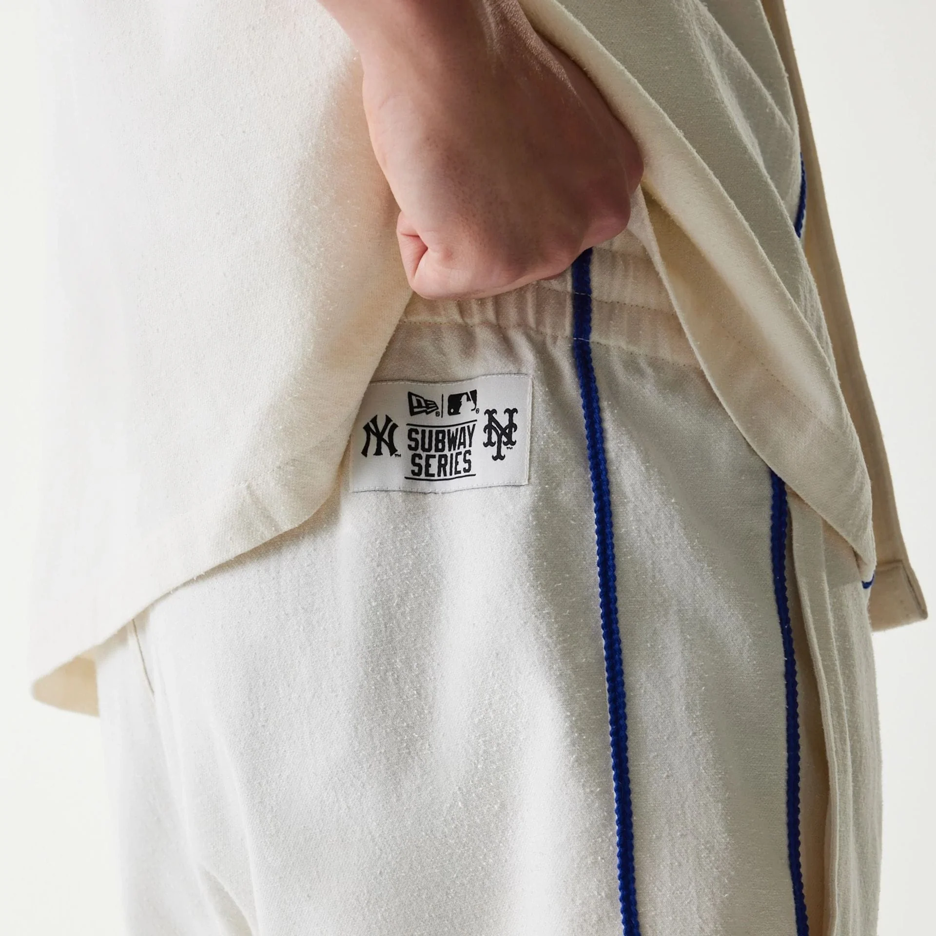 New York Mets MLB Piping Open Cream Shorts - Image 4