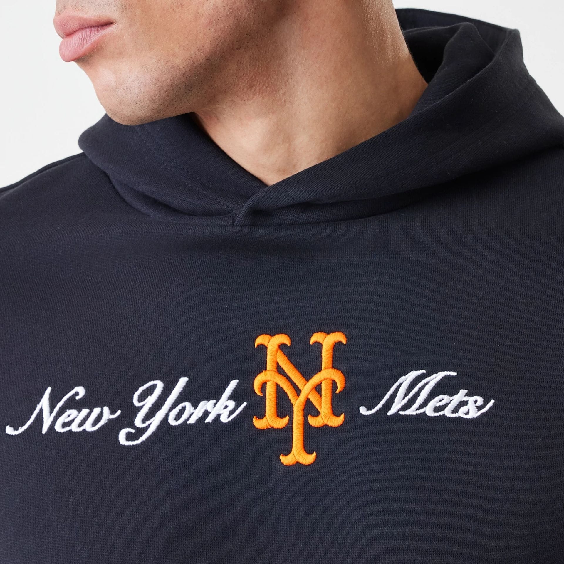 New York Mets MLB Script Black Oversized Pullover Hoodie - Image 5