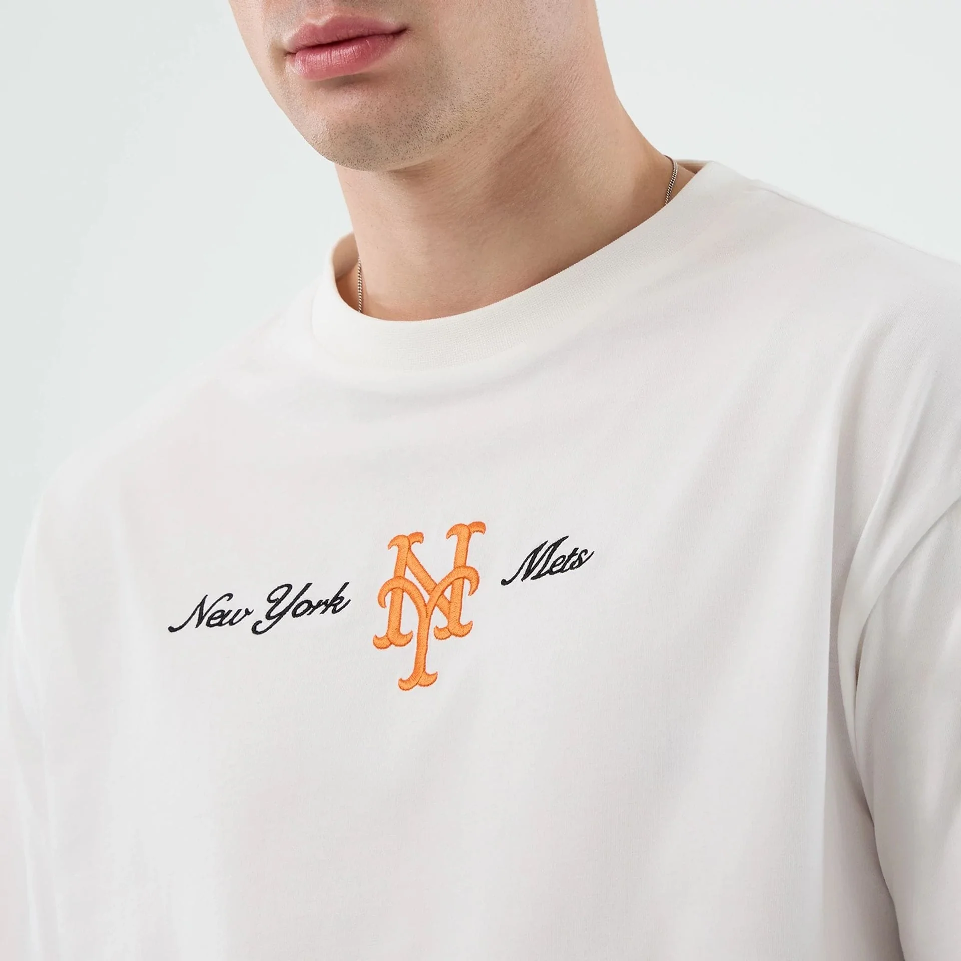 New York Mets MLB Script White Oversized T-Shirt - Image 5