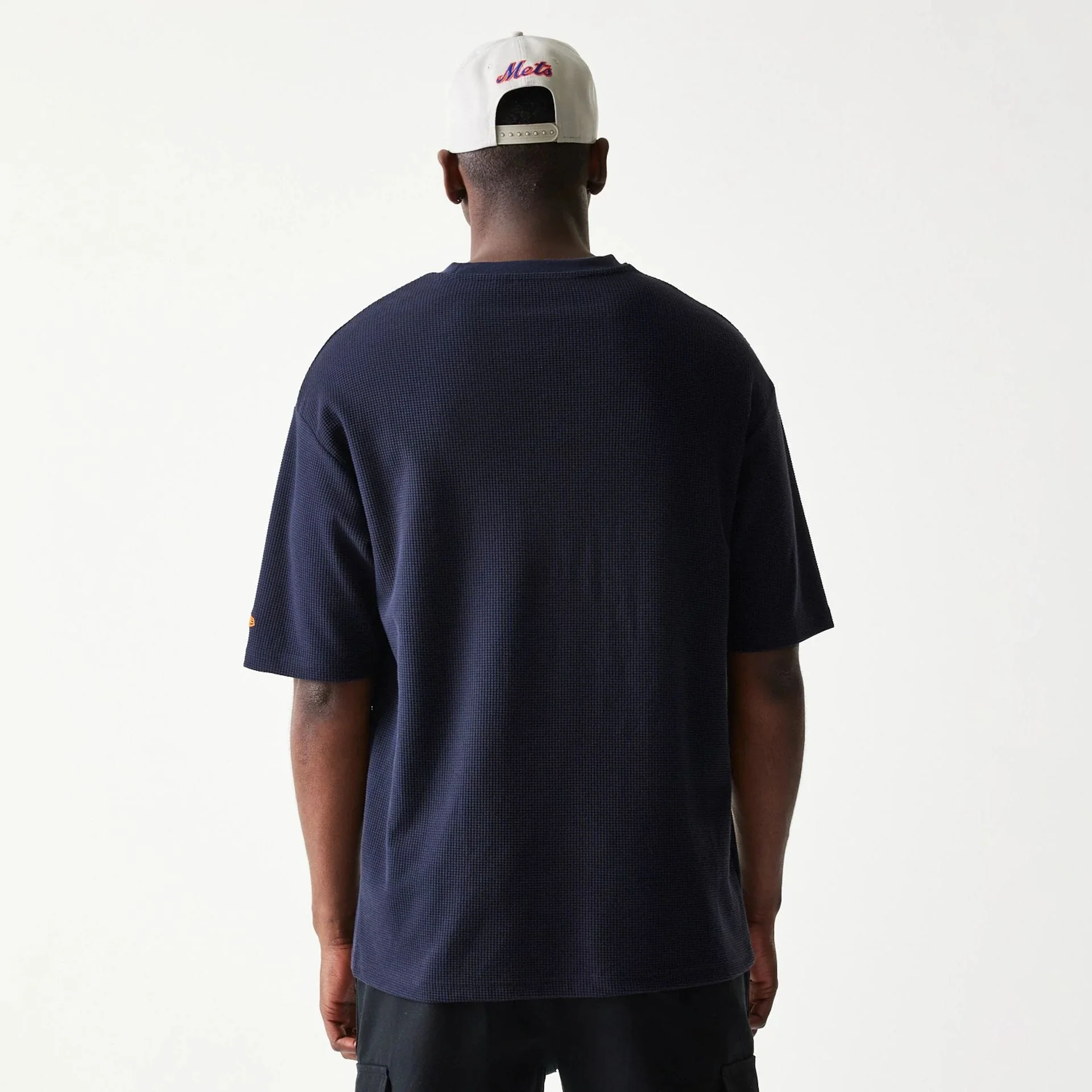 New York Mets MLB Waffle Navy Oversized T-Shirt - Image 2