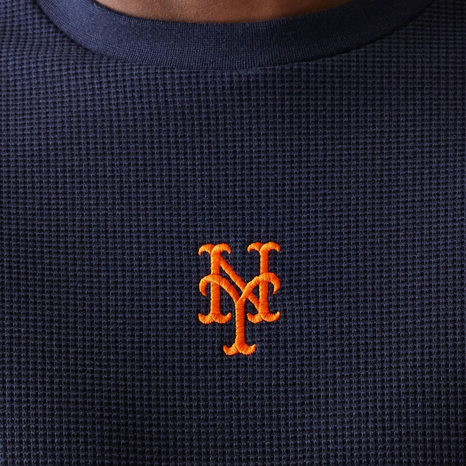 New York Mets MLB Waffle Navy Oversized T-Shirt - Image 4