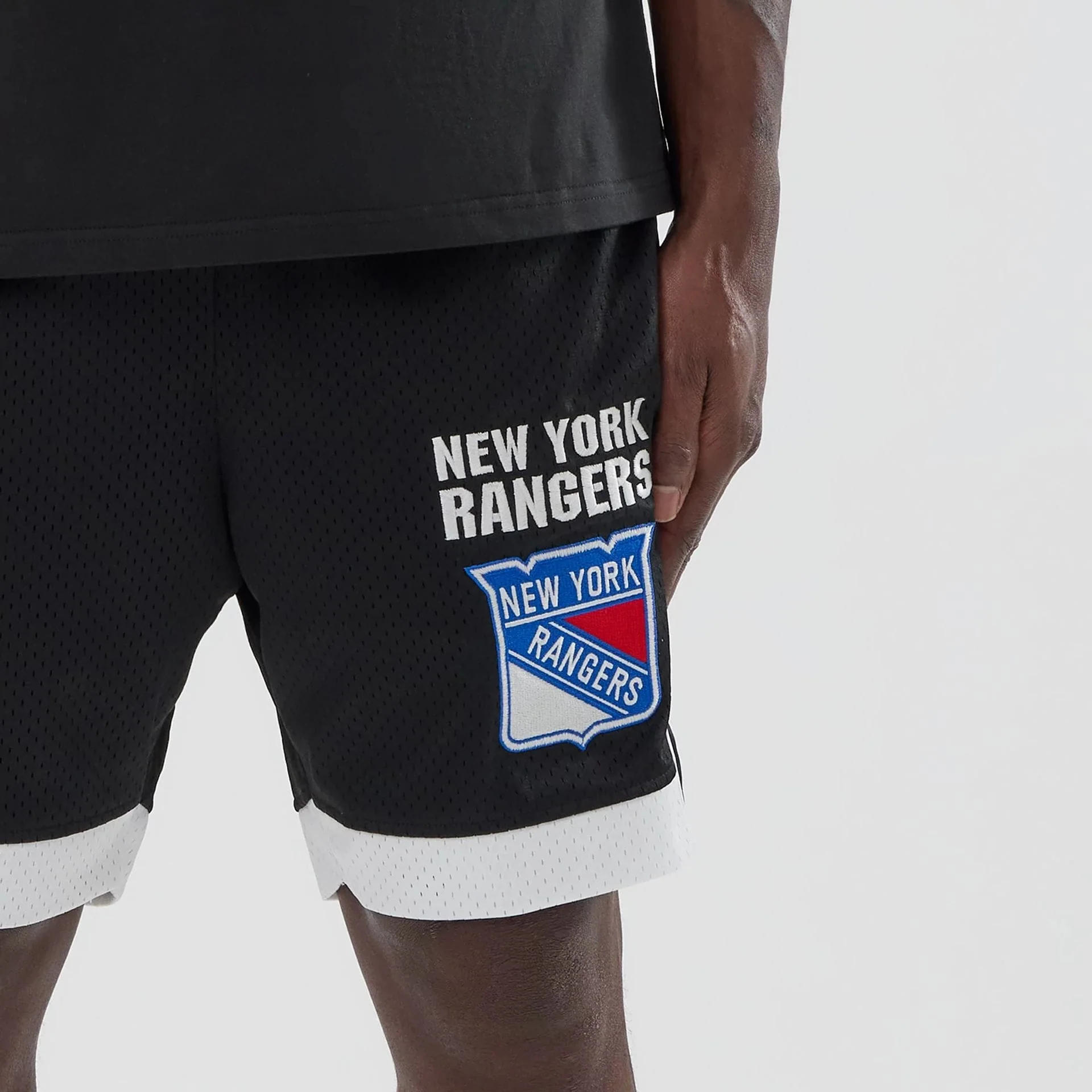 New York Rangers NHL Black Mesh Shorts - Image 4
