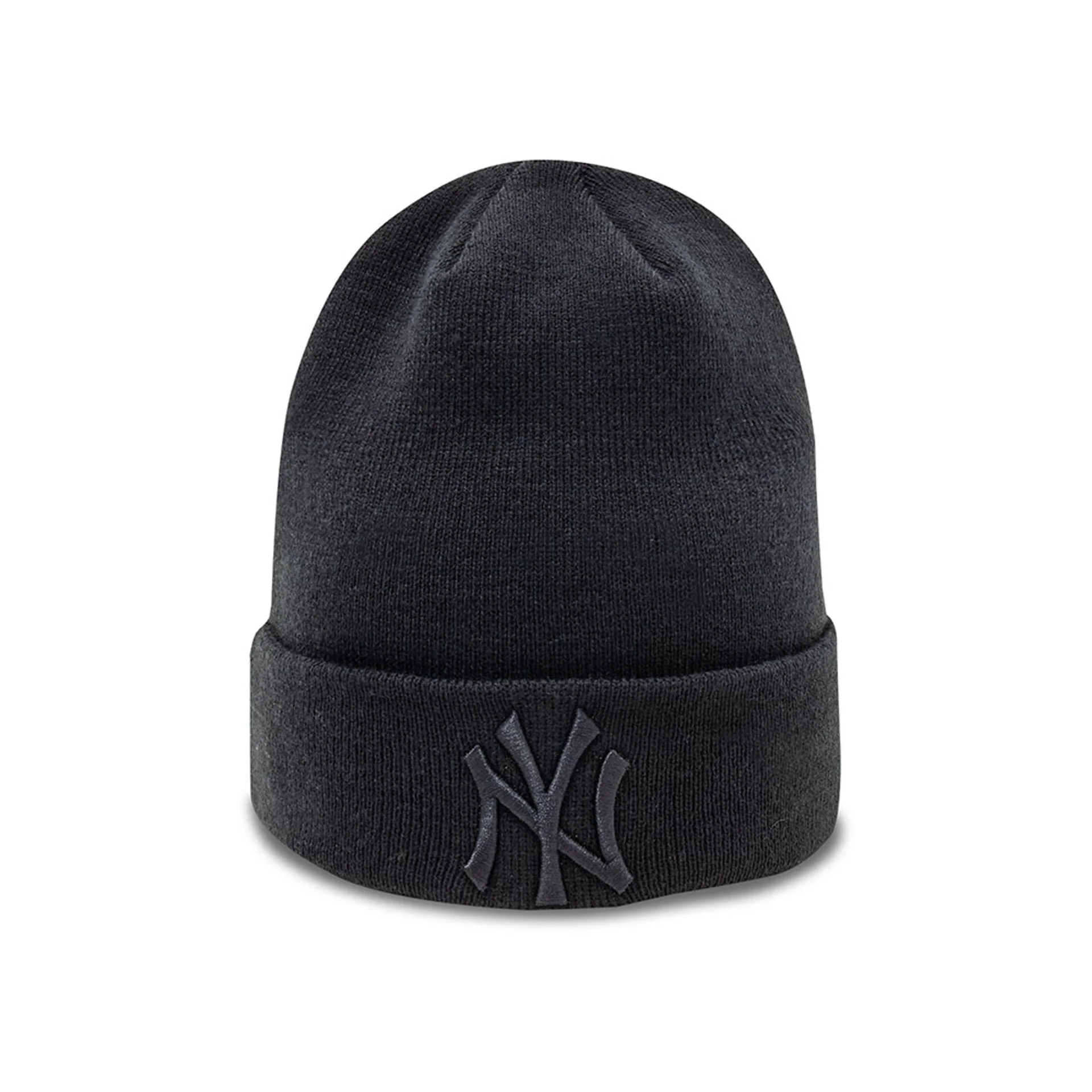 New York Yankees Essential All Black Cuff Beanie Hat - Image 3