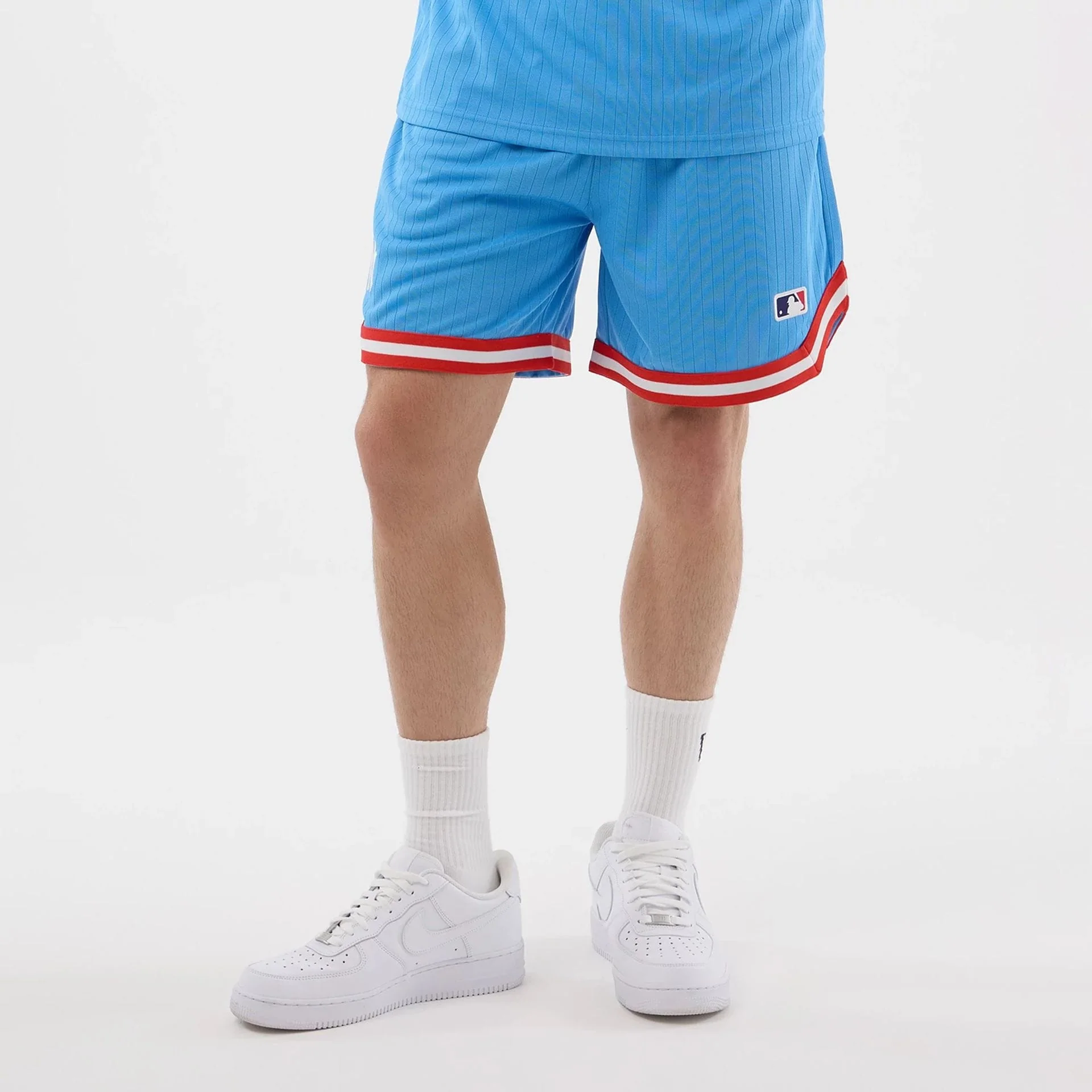 New York Yankees MLB Arch Pastel Blue Oversized Shorts - Image 3