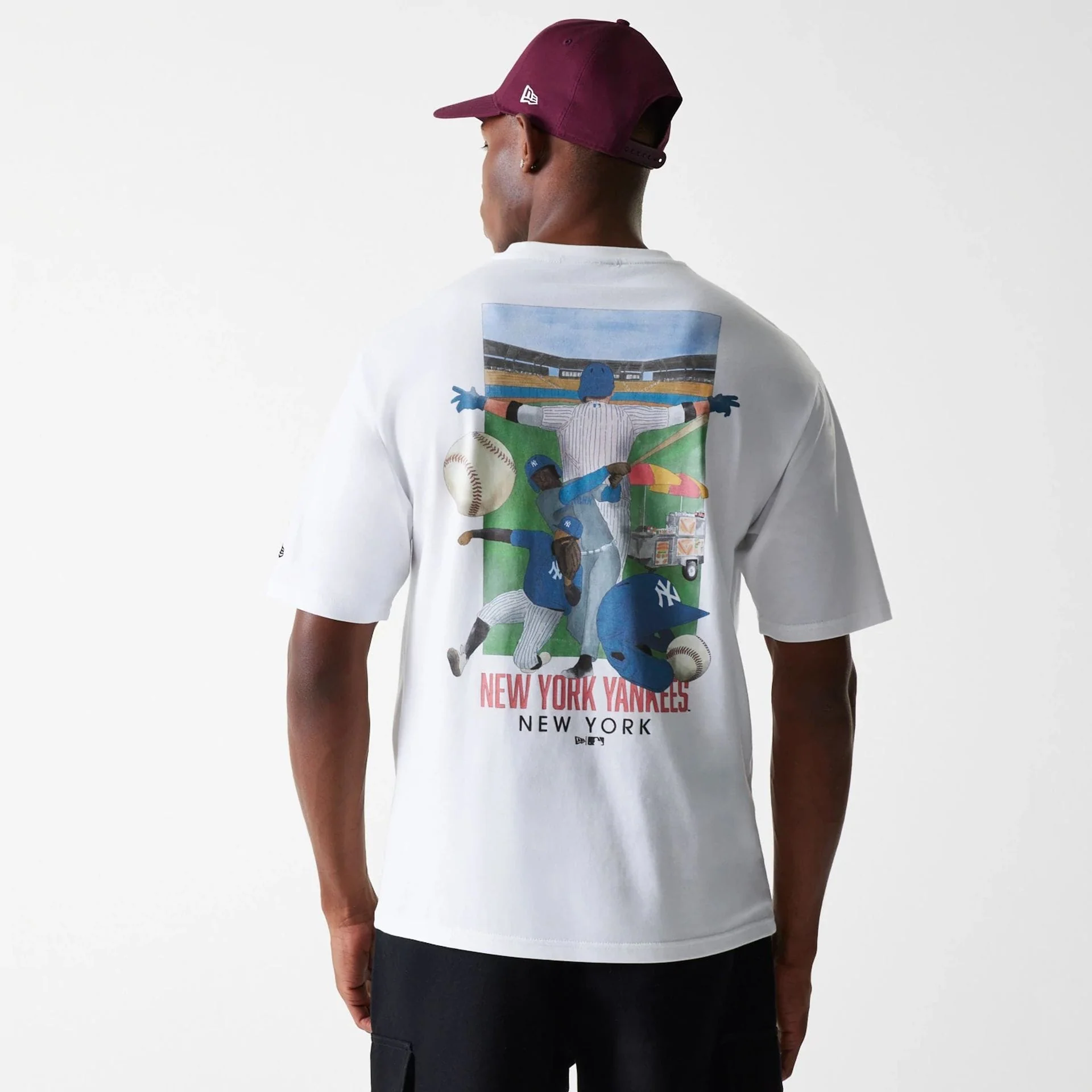 New York Yankees MLB Baseball Graphic White Oversized T-Shirt - Image 2