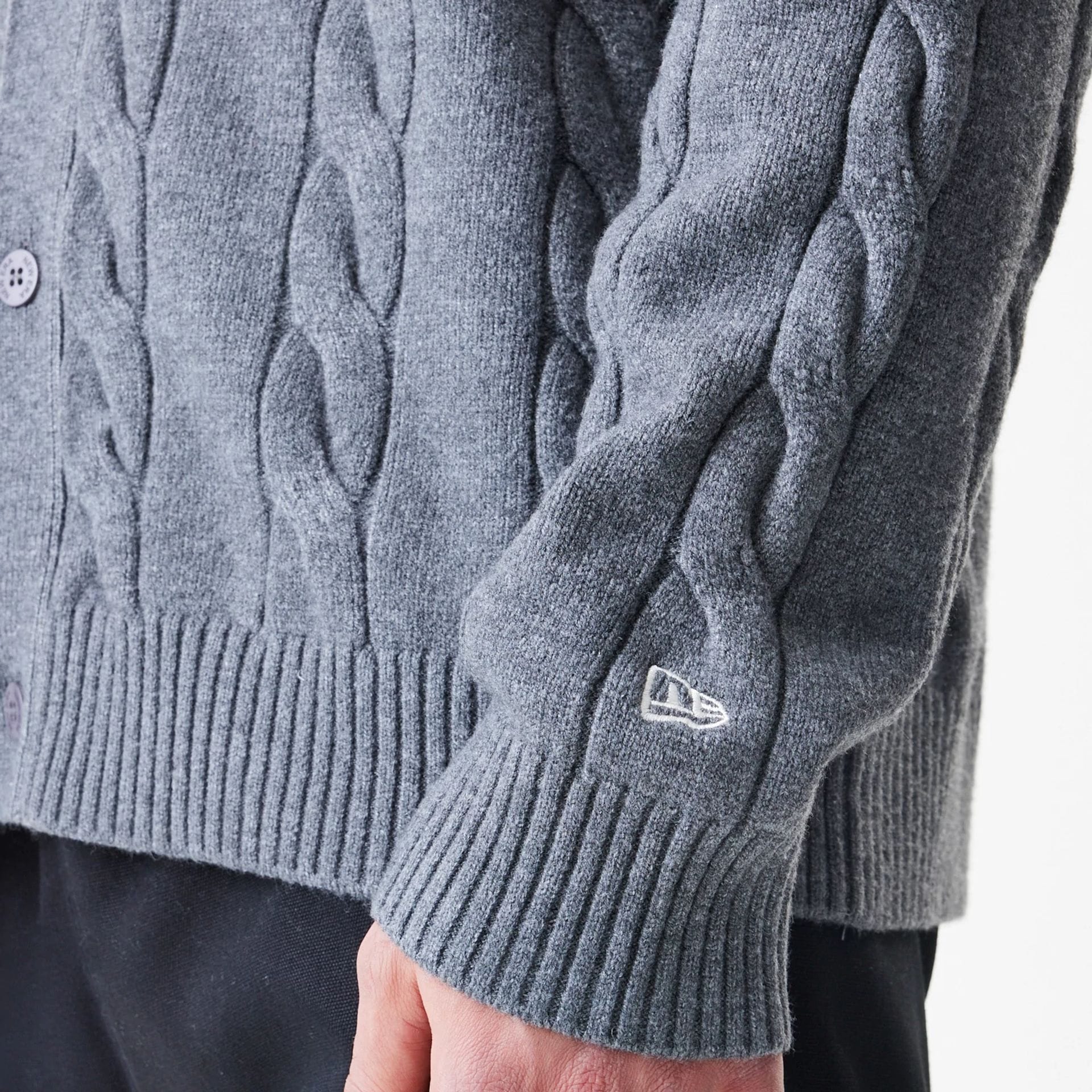 New York Yankees MLB Cable Knit Dark Grey Cardigan - Image 7