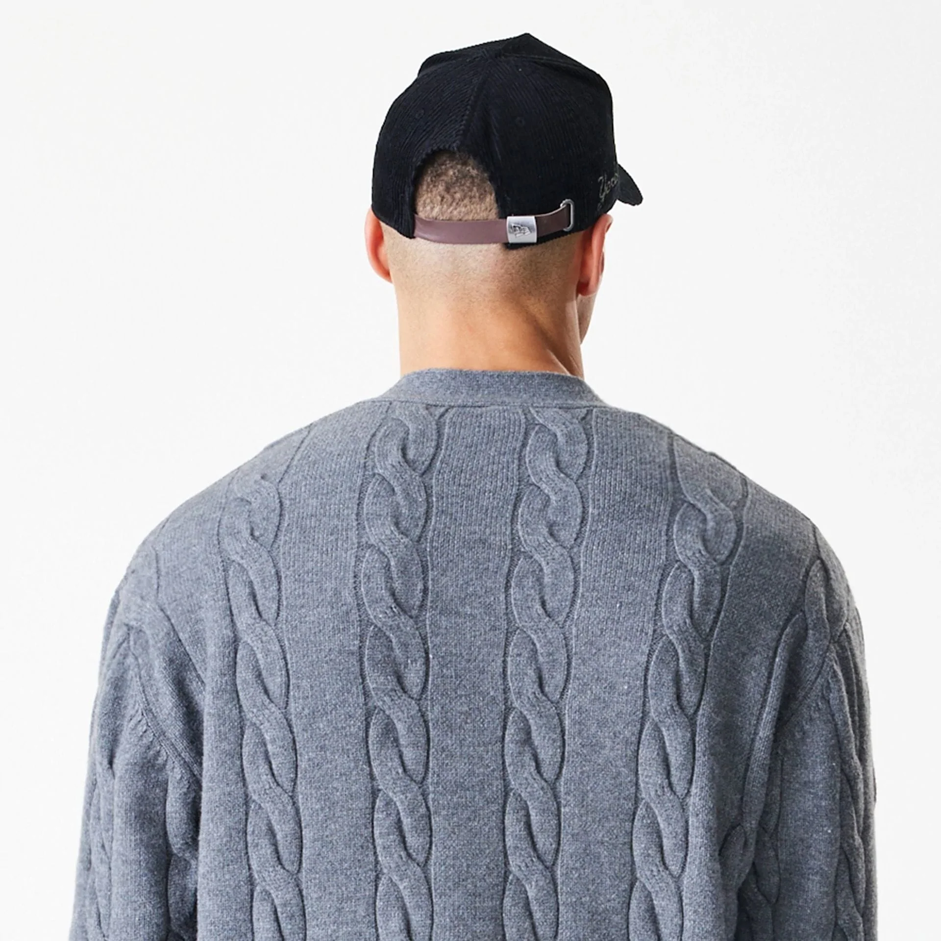 New York Yankees MLB Cable Knit Dark Grey Cardigan - Image 8