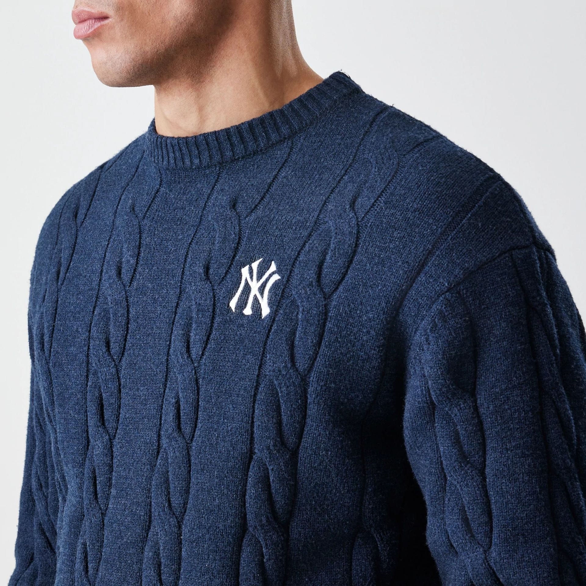 New York Yankees MLB Cable Knit Navy Knitted Sweater - Image 4