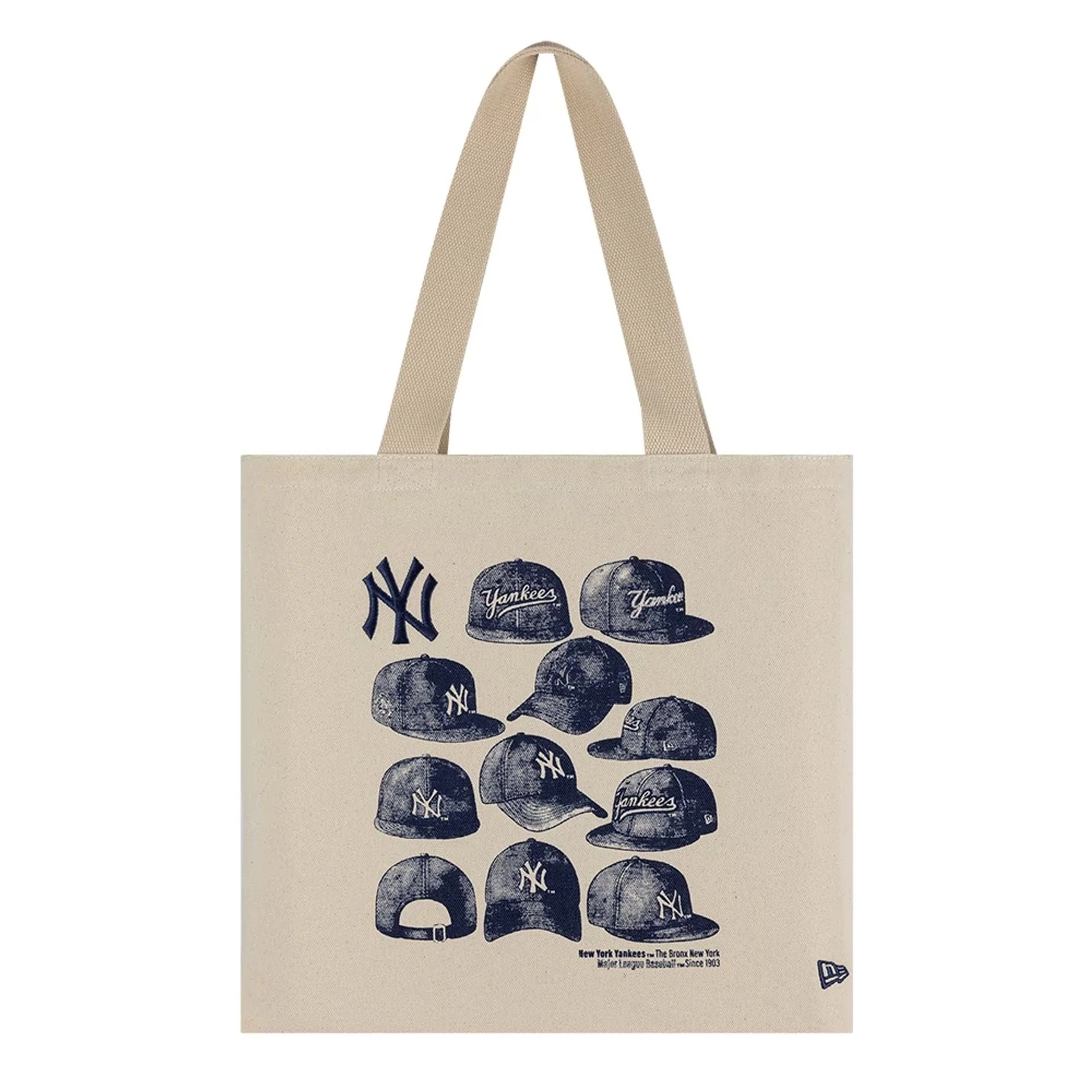 New York Yankees MLB Cap Graphic Light Beige Tote Bag - Image 2