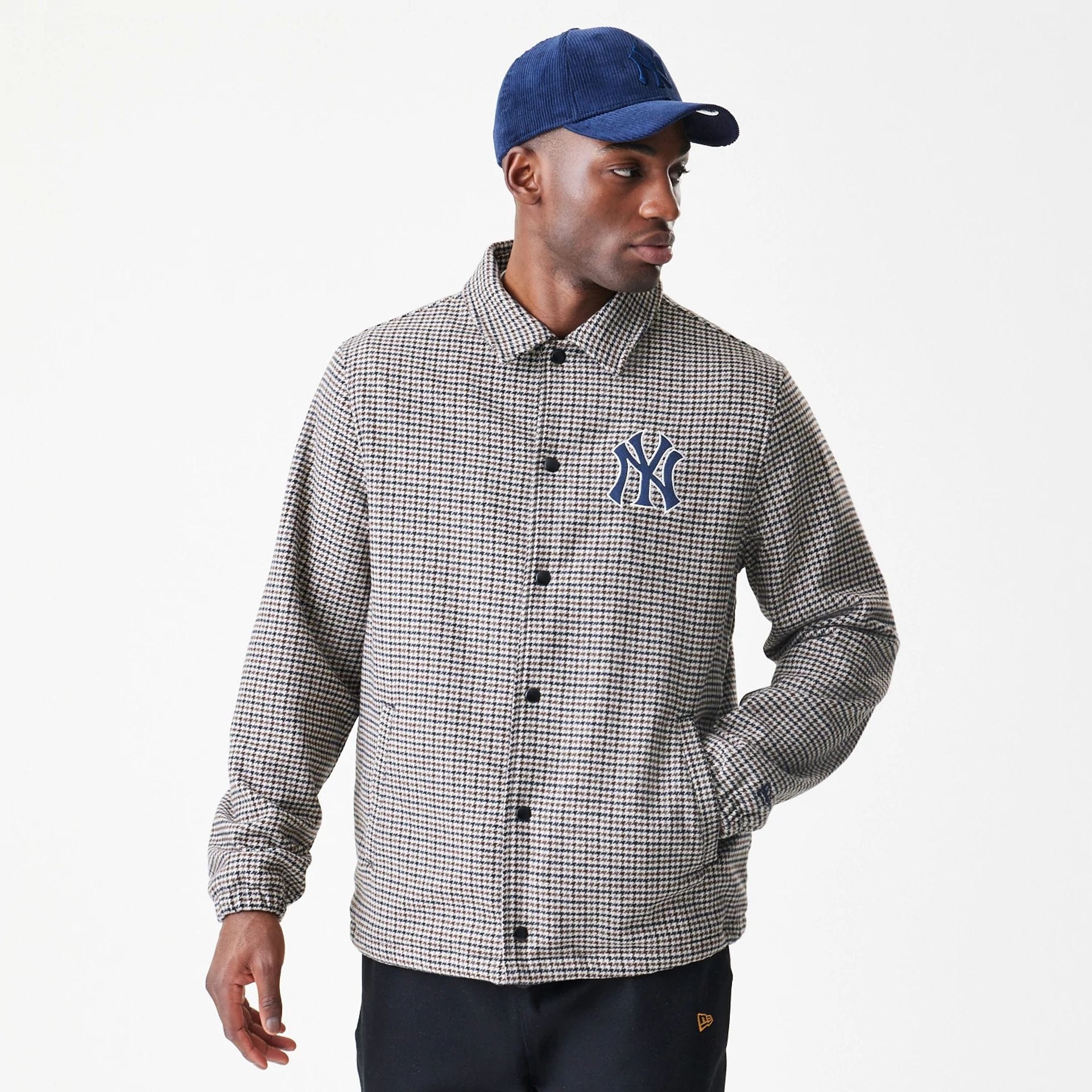 New York Yankees MLB Check Brown Jacket - Image 3