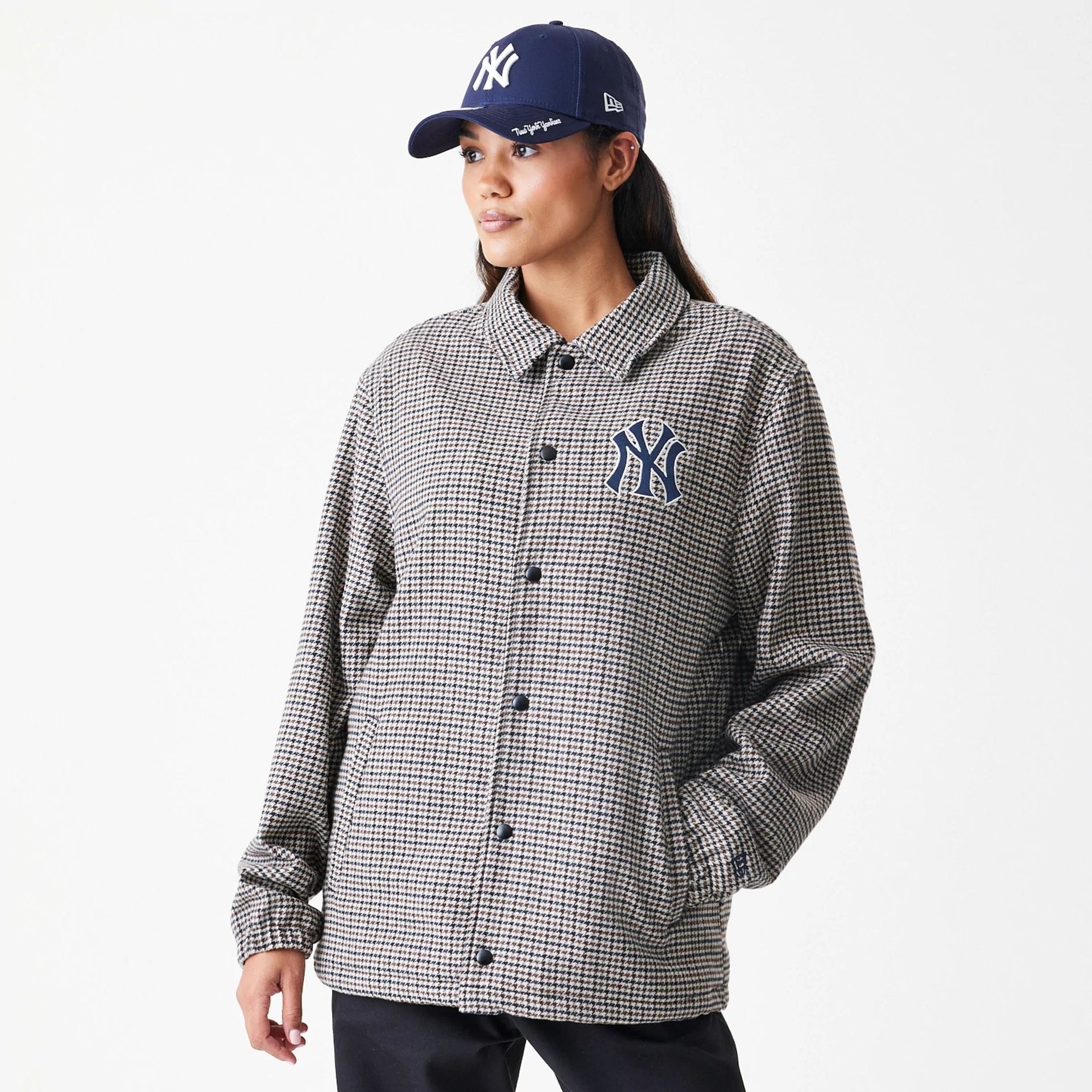 New York Yankees MLB Check Brown Jacket - Image 4