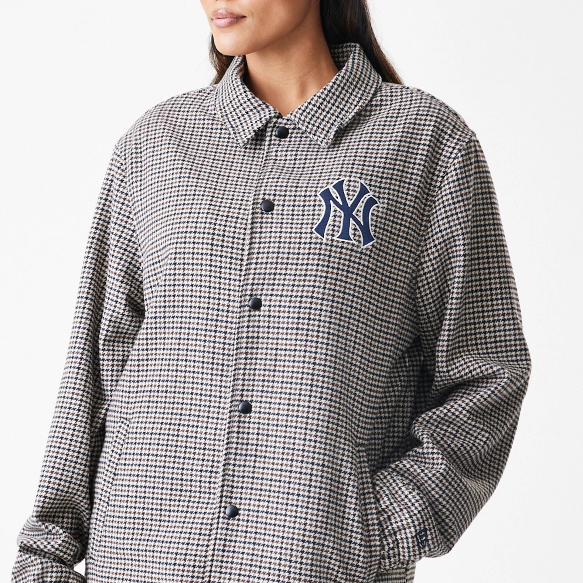 New York Yankees MLB Check Brown Jacket - Image 6