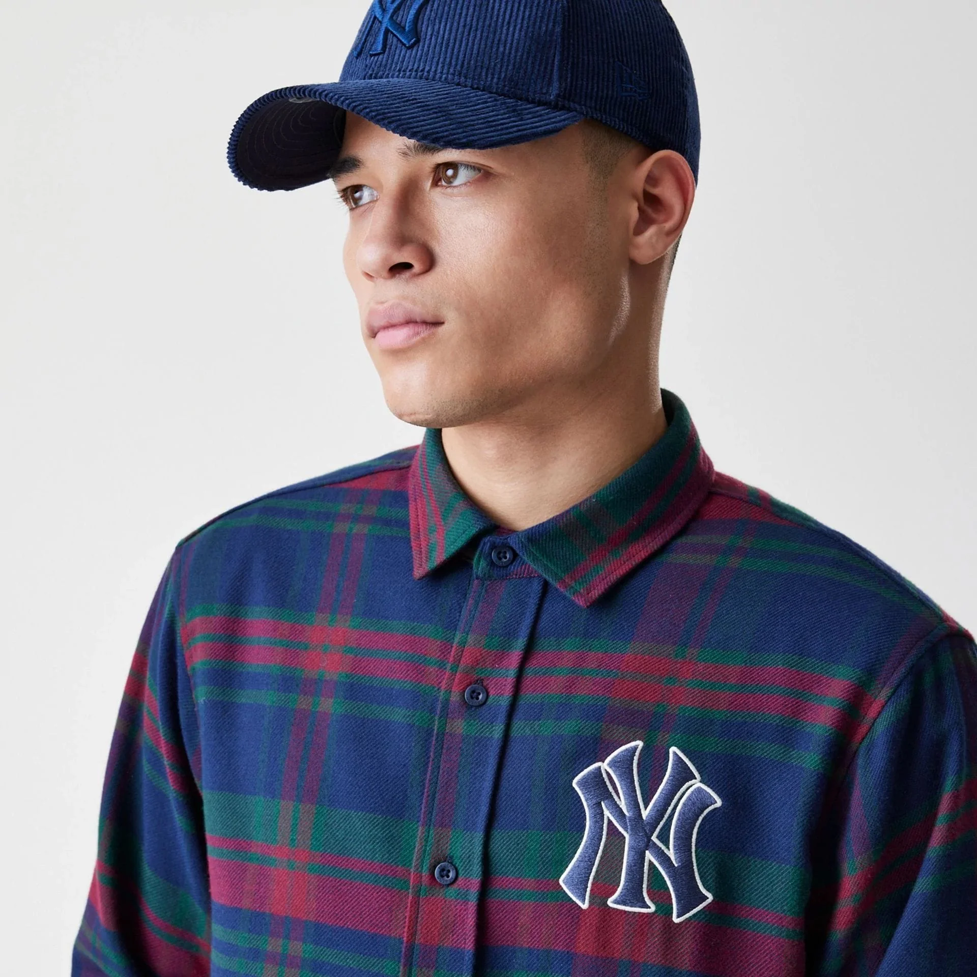 New York Yankees MLB Check Navy Long Sleeve Shirt - Image 4