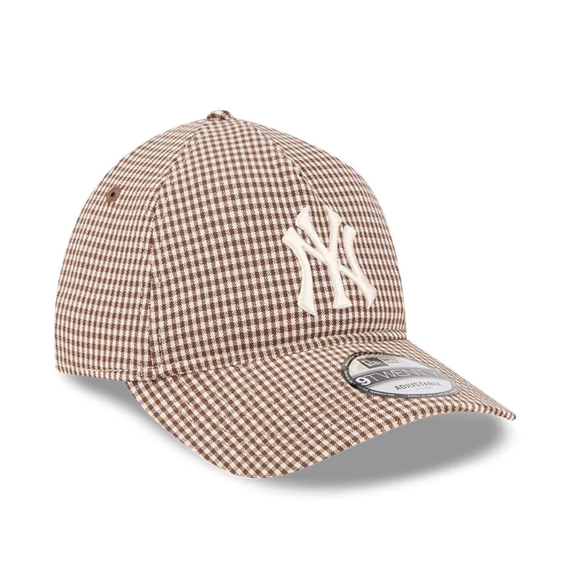 New York Yankees MLB Check Open Brown 9TWENTY A-Frame Adjustable Cap - Image 4